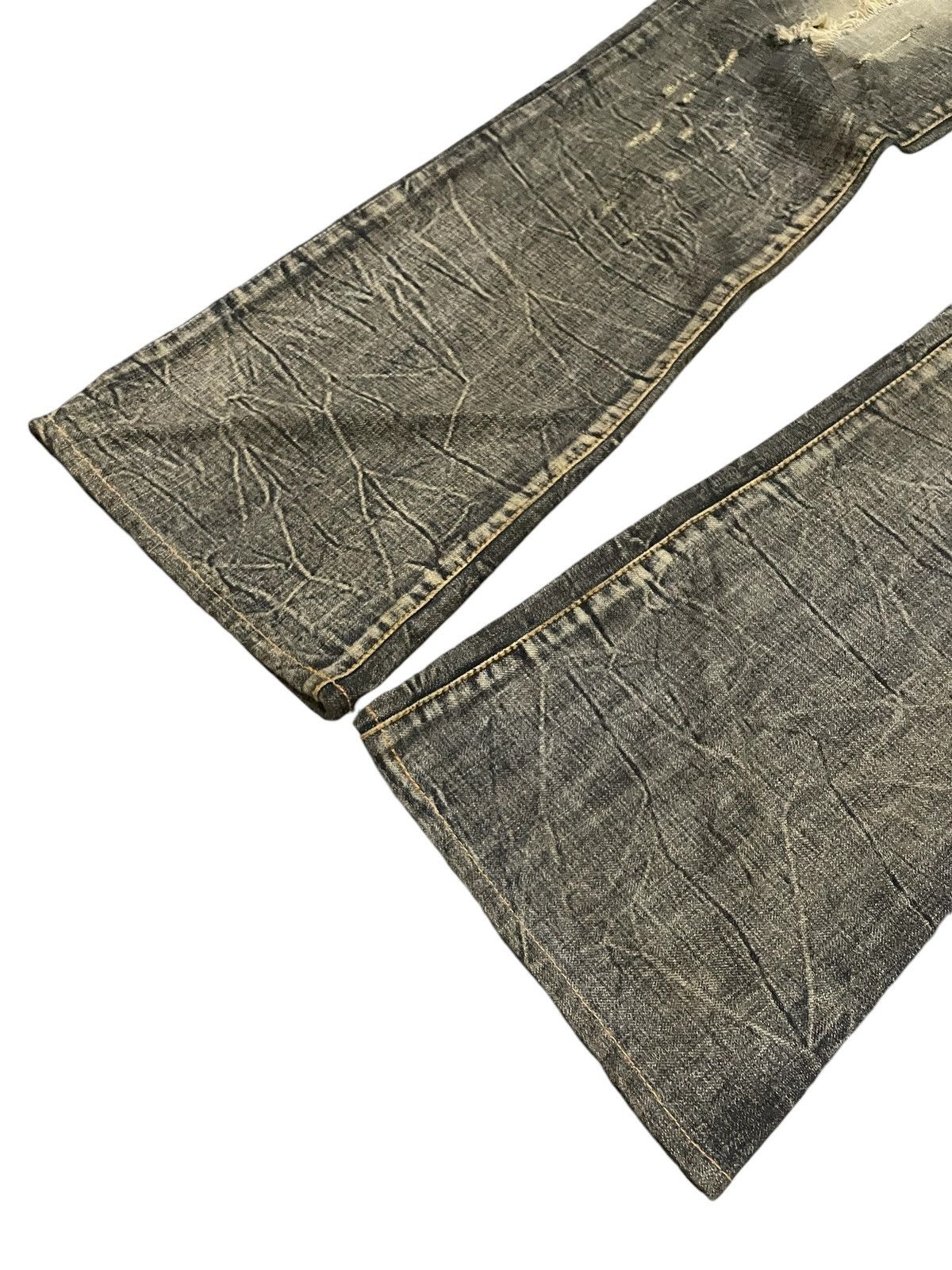 Japanese Brand G.O.A Pierced & Studded Honeycomb Claw Mark Mud Flare Jeans Size US 30 / EU 46 - 8 Thumbnail
