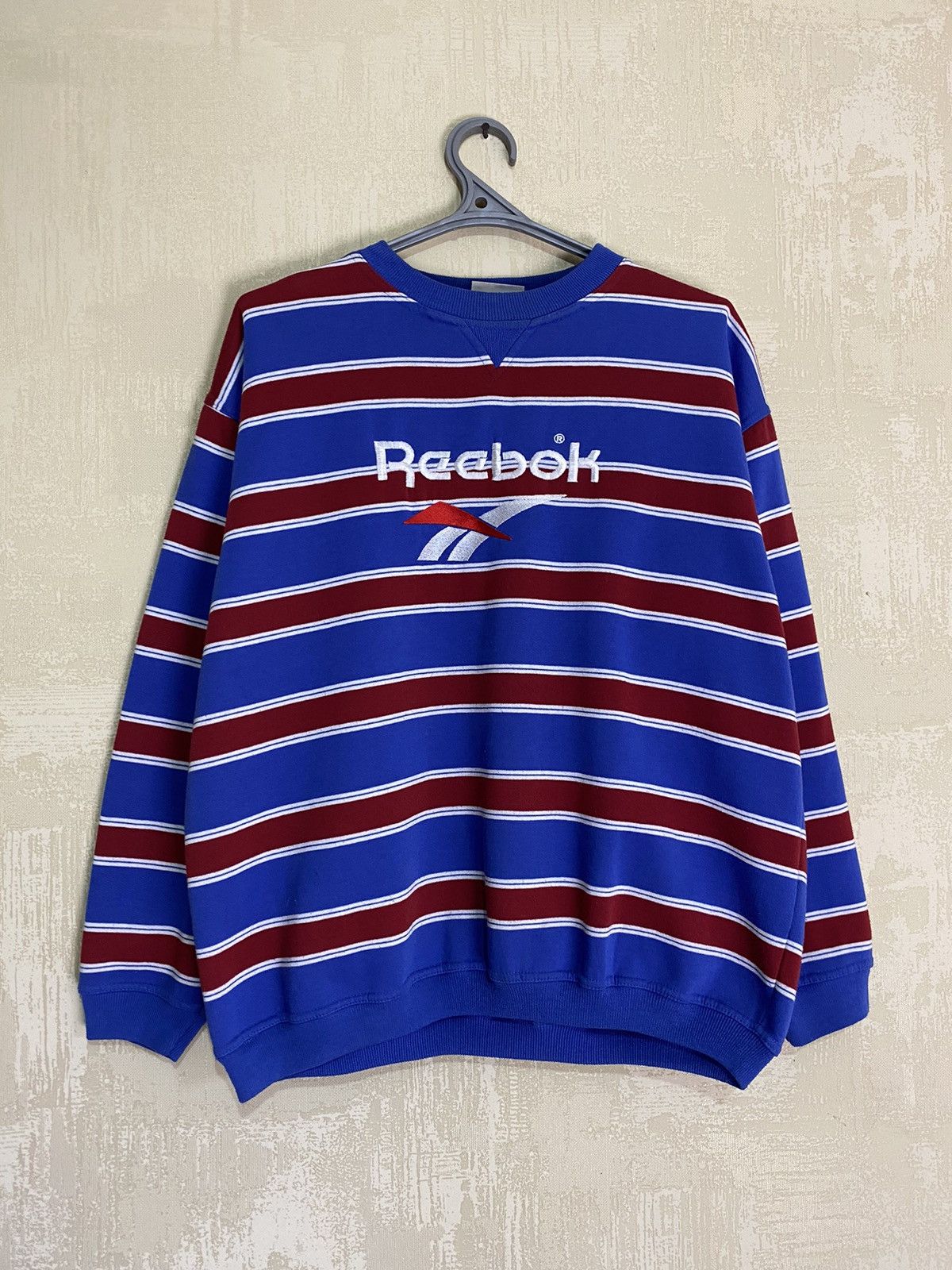 Reebok × Vintage Vintage Reebok Striped Big Logo Sweatshirt Size US M / EU 48-50 / 2 - 1 Thumbnail