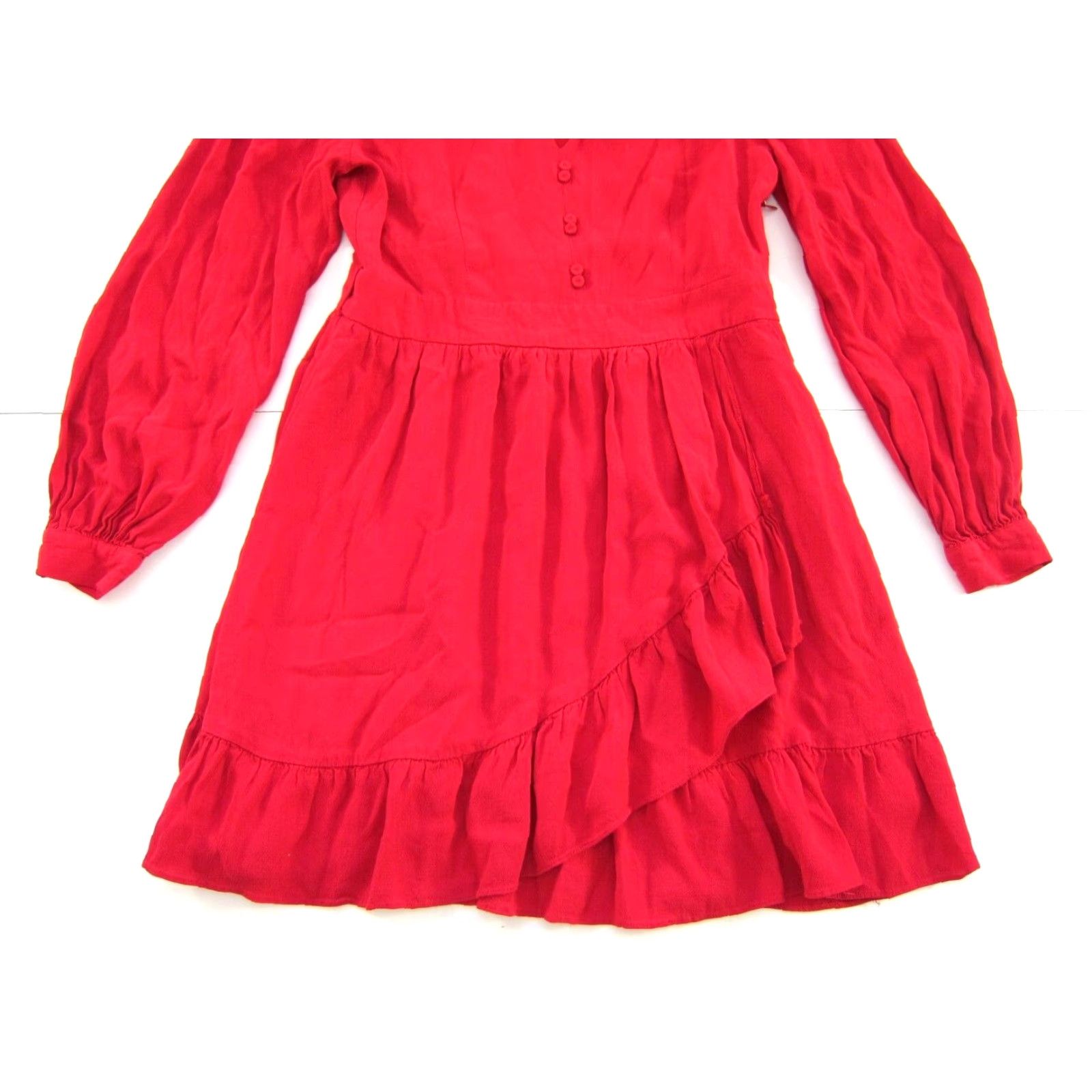 Vintage a loves a Red Dress Midi Wrap V-Neck Long Sleeve 100% Rayon Medium Womens Size M / US 6-8 / IT 42-44 - 8 Thumbnail