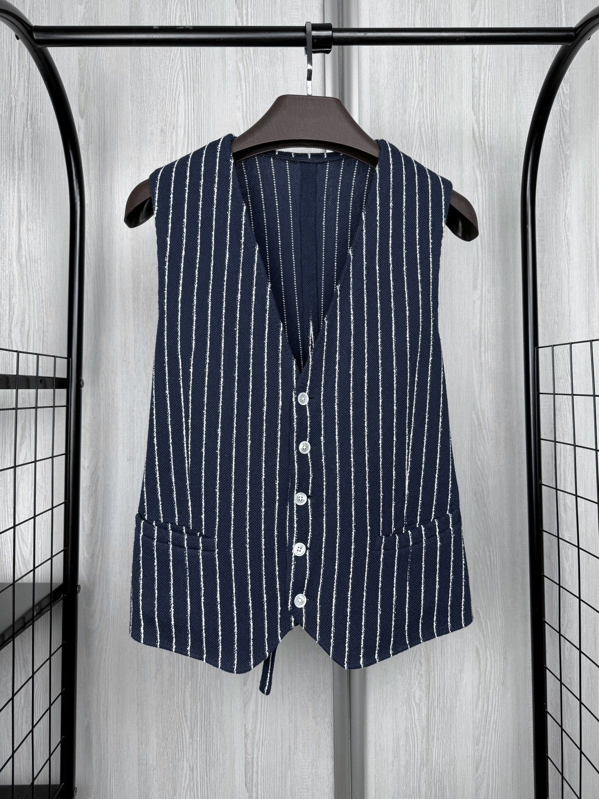 Other Windsor. Navy Blue pinstripe cotton linen waistcoat sz 36-38 Size 36R - 2 Thumbnail