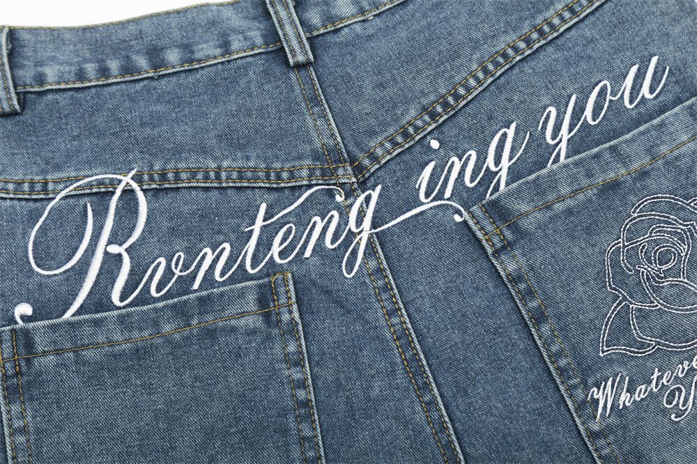 Japanese Brand Men's letter printed cargo washed distressed scimitar jeans Size US 32 / EU 48 - 5 Thumbnail