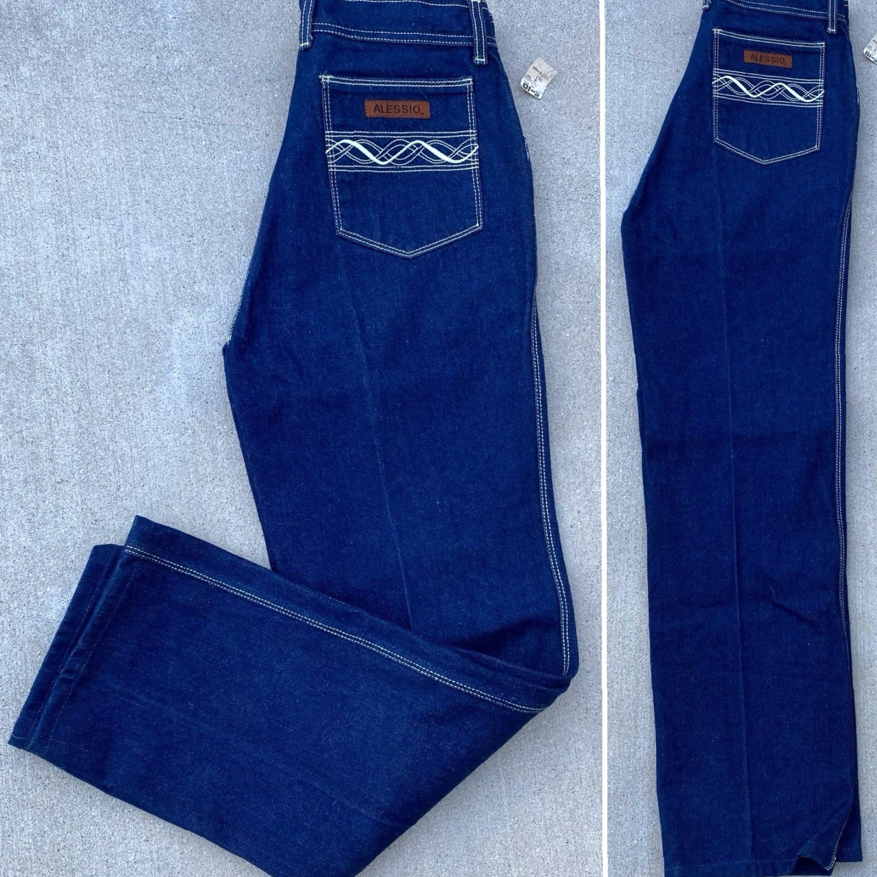 Vintage Vtg Alessio Jeans Womens 5-Pocket Denim Embroidered Western 100% Cotton 29 Inseam 29.5 Rise High Waist 31" 70s 80s Dated Deadstock Jeans Size 29" - 3 Thumbnail