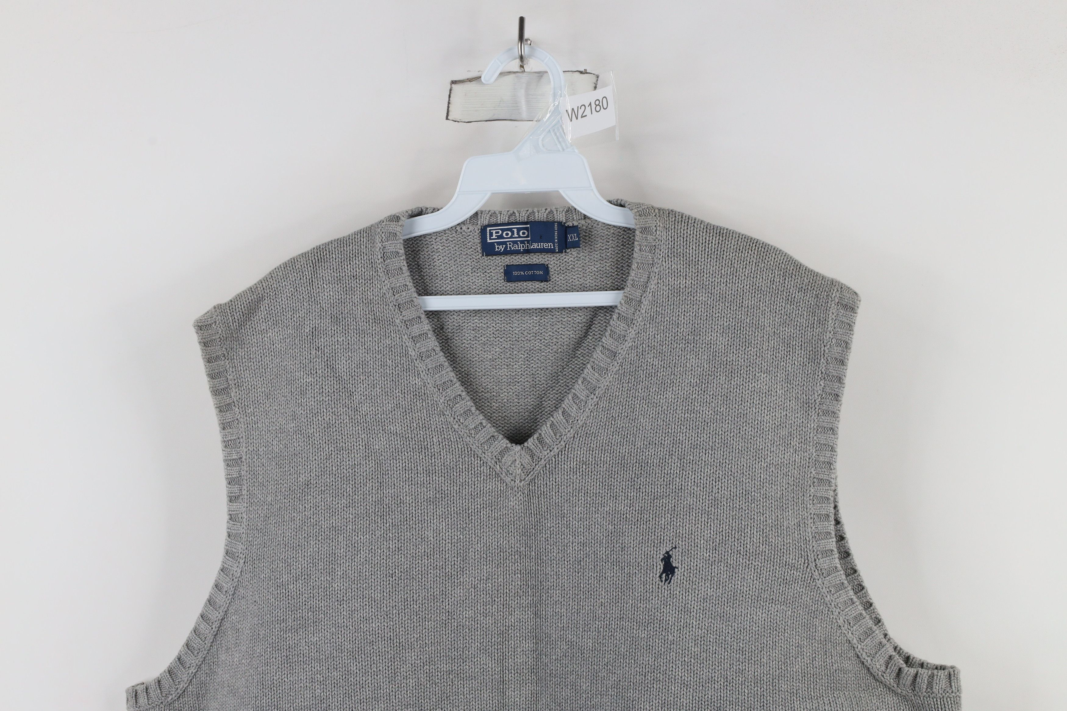 Ralph Lauren × Vintage Vintage 90s Ralph Lauren Cotton V-Neck Sweater Vest Gray Size US XXL / EU 58 / 5 - 2 Thumbnail