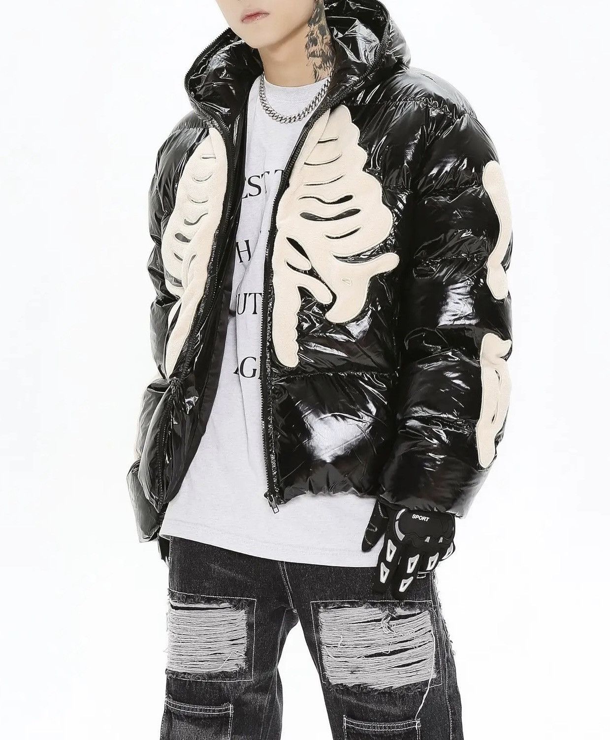 Japanese Brand Skeleton Puffer Jacket Gothic Rock Punk Size US L / EU 52-54 / 3 - 6 Thumbnail