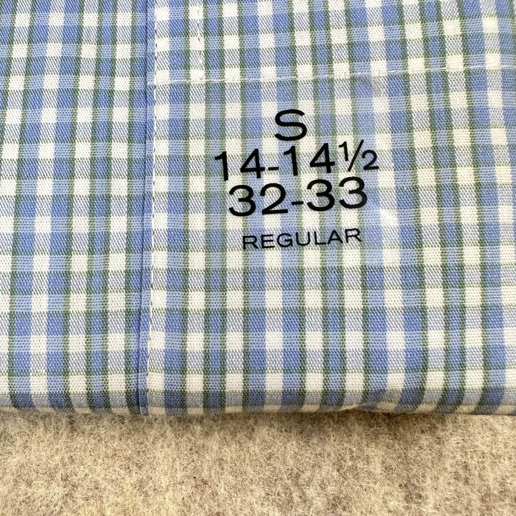 Stafford Stafford Mens Small Shirt Regular Fit Blue Green Gingham Cotton Blend Polyester Spandex Dress Long Sleeve Size US S / EU 44-46 / 1 - 4 Thumbnail