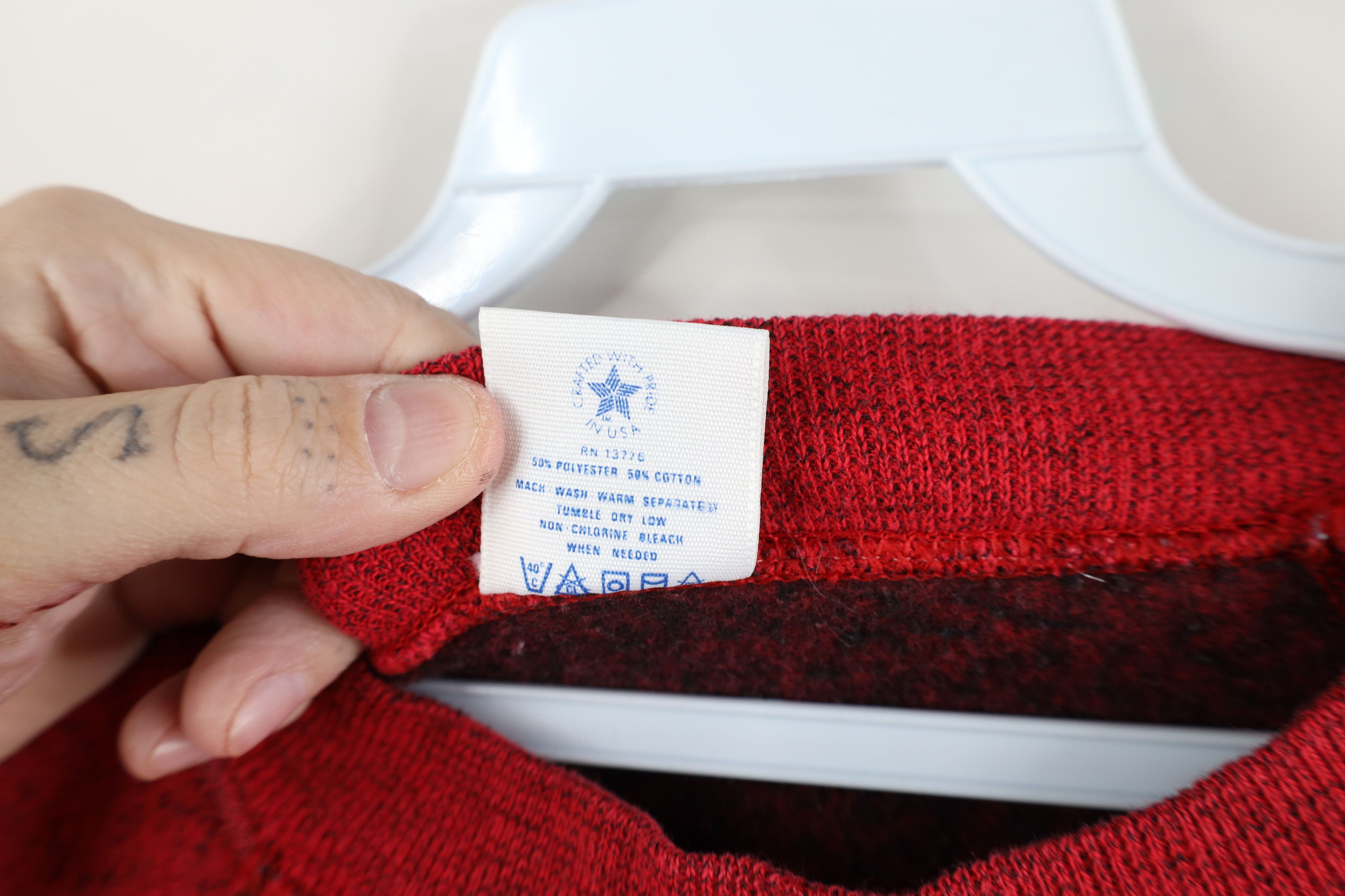 Vintage Vintage 90s Streetwear Speckled Raglan Sweatshirt Red USA Size XL / US 12-14 / IT 48-50 - 6 Thumbnail