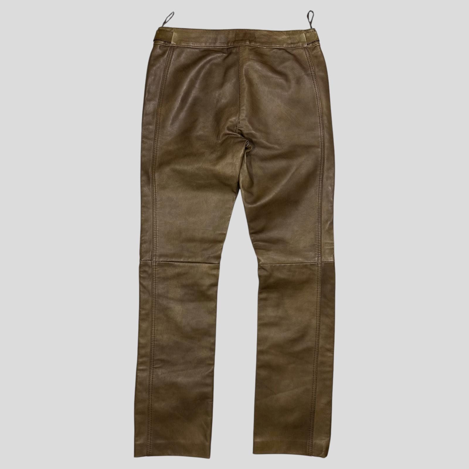 Prada Prada Milano 00’s Khaki Brown Leather Moto Trousers - IT40 Size 27" / US 4 / IT 40 - 2 Thumbnail