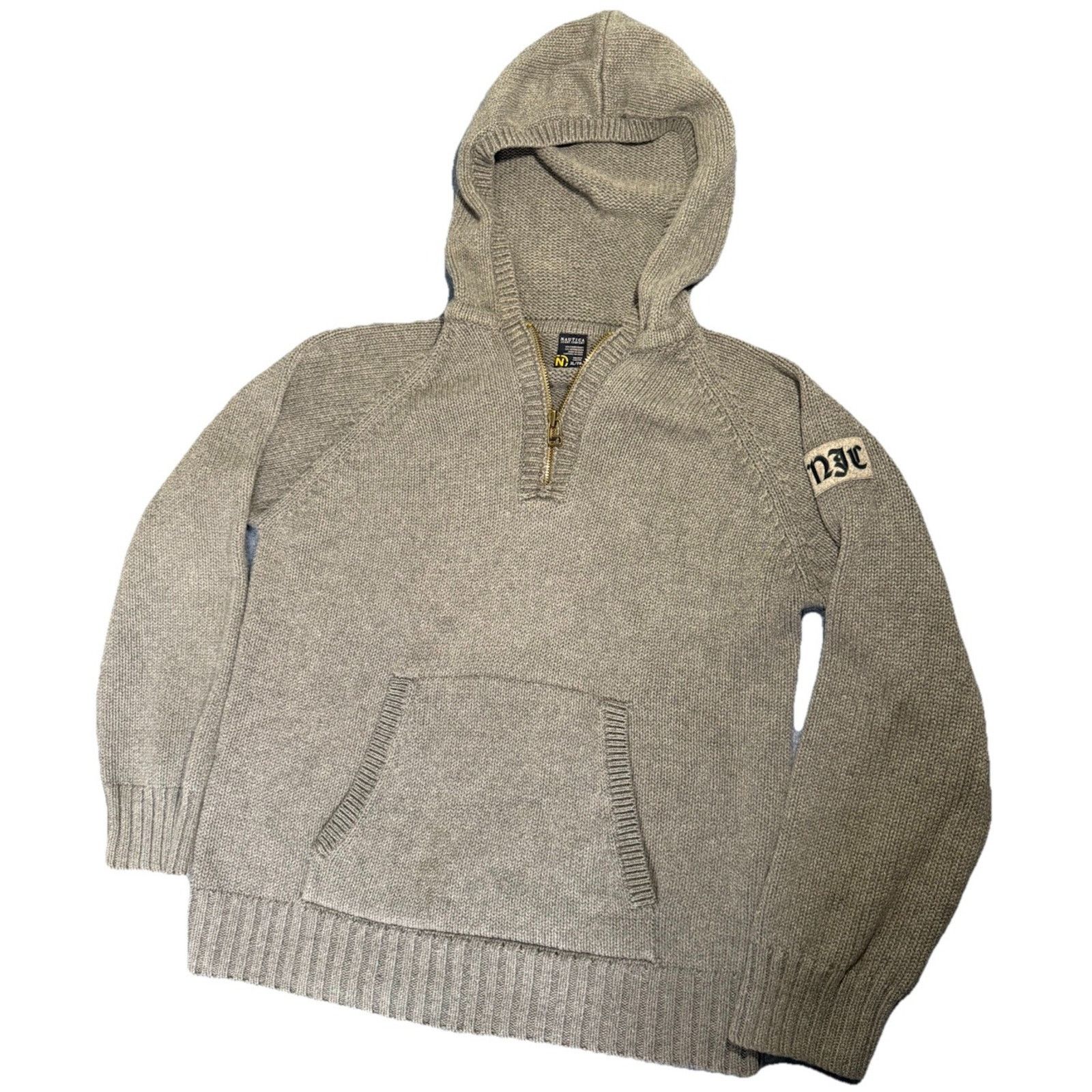 Nautica Vintage Nautica HeavyWeight Ramie 1/4 Zip Hooded Sweater Size US XL / EU 56 / 4 - 1 Thumbnail