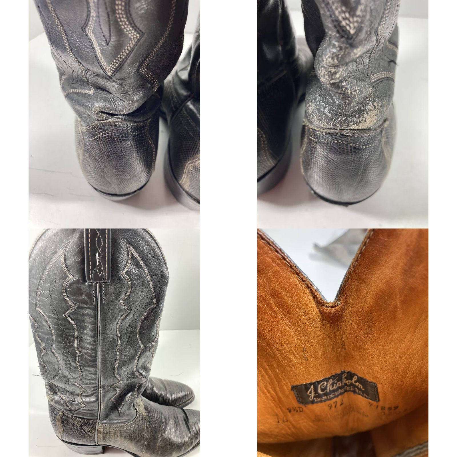 Vintage VINTAGE J. Chisholm Western Boots Men Size 9.5 D Gray Lizard Leather USA Size US 10 / EU 43 - 8 Thumbnail