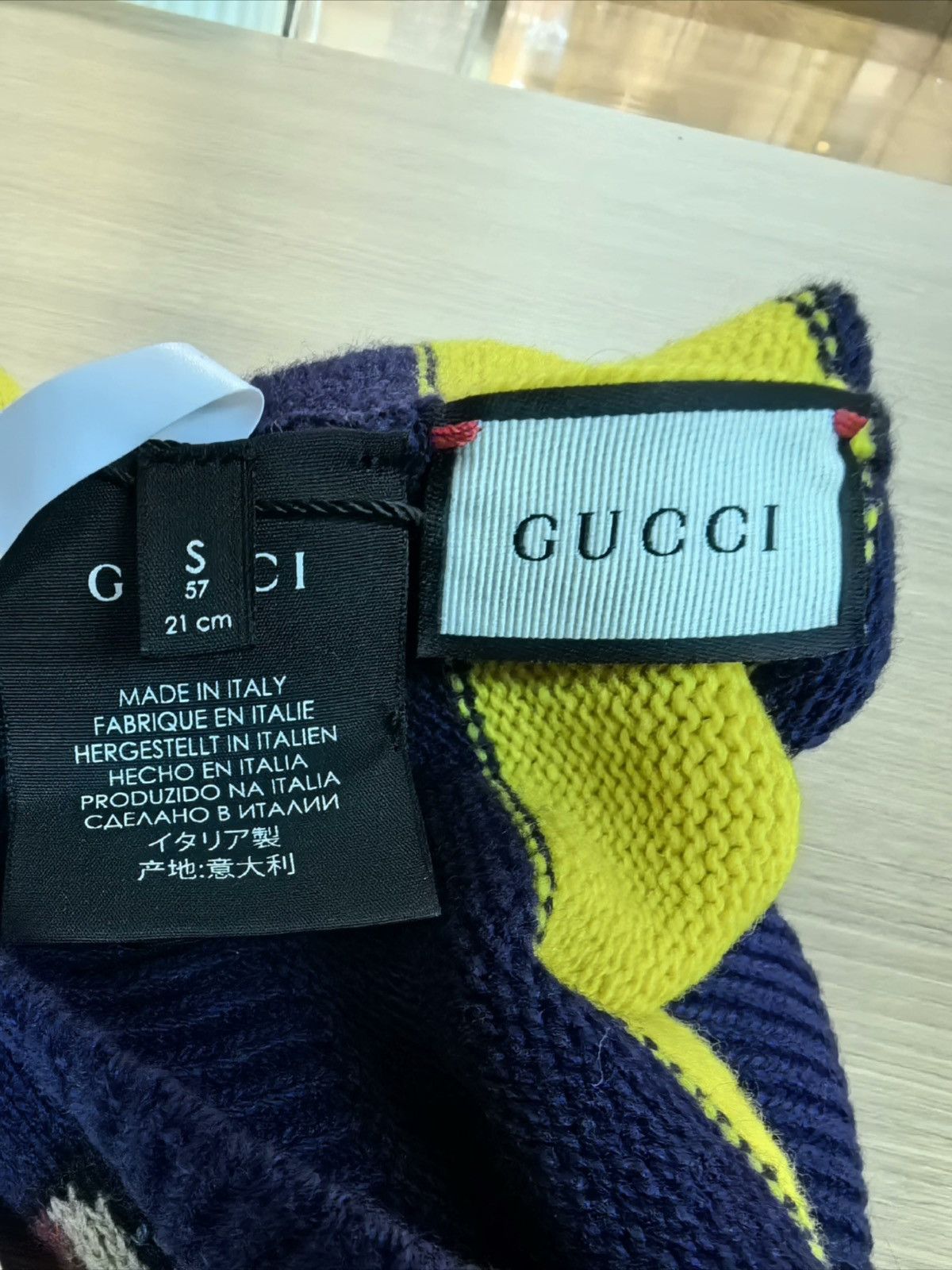 Gucci Gucci Yellow Striped Wool Knit Beanie Size ONE SIZE - 4 Thumbnail