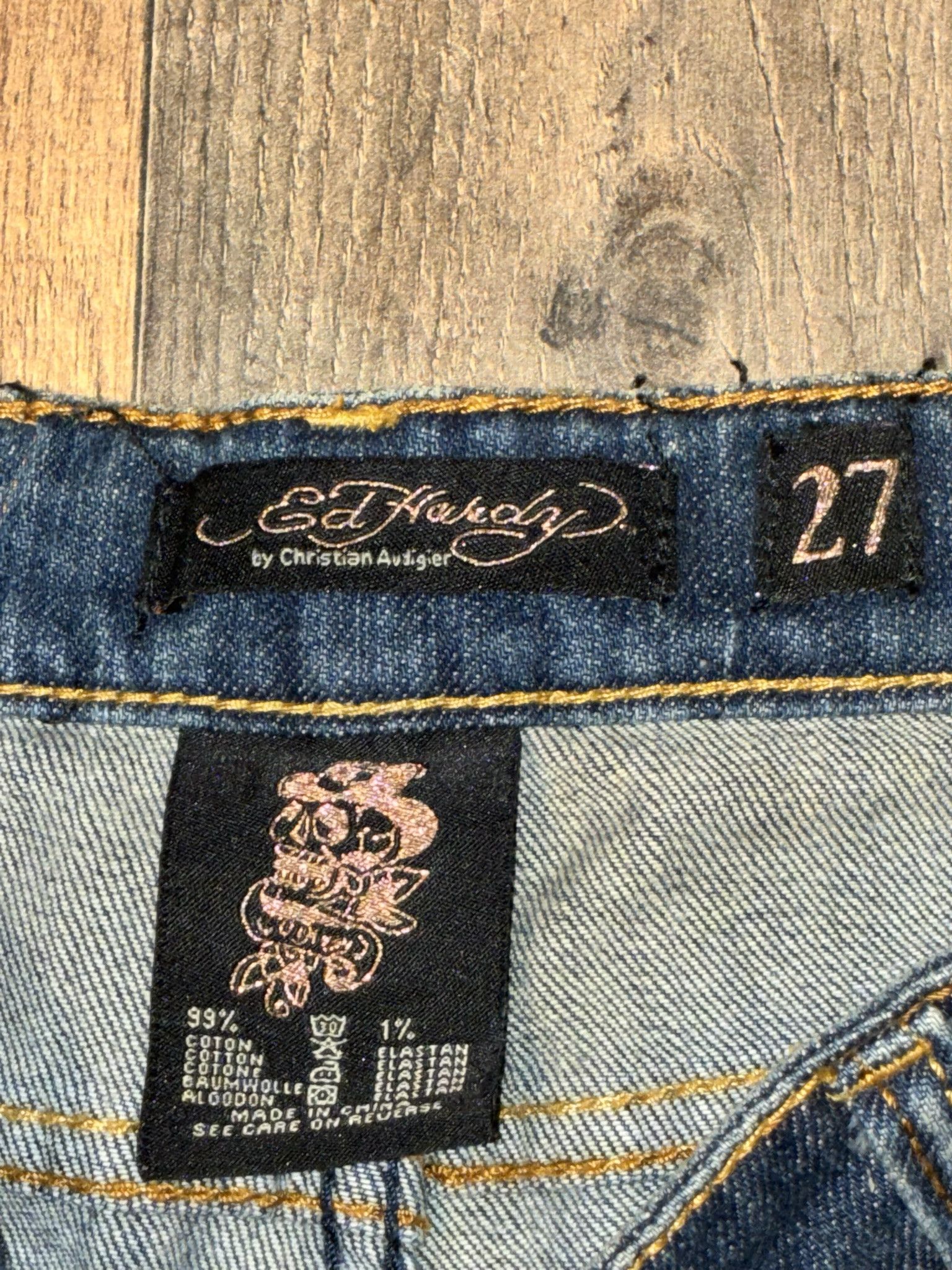 Ed Hardy Ed Hardy Jean Shorts Love Kills Embroidered Y2K Vintage Size US 27 - 7 Thumbnail