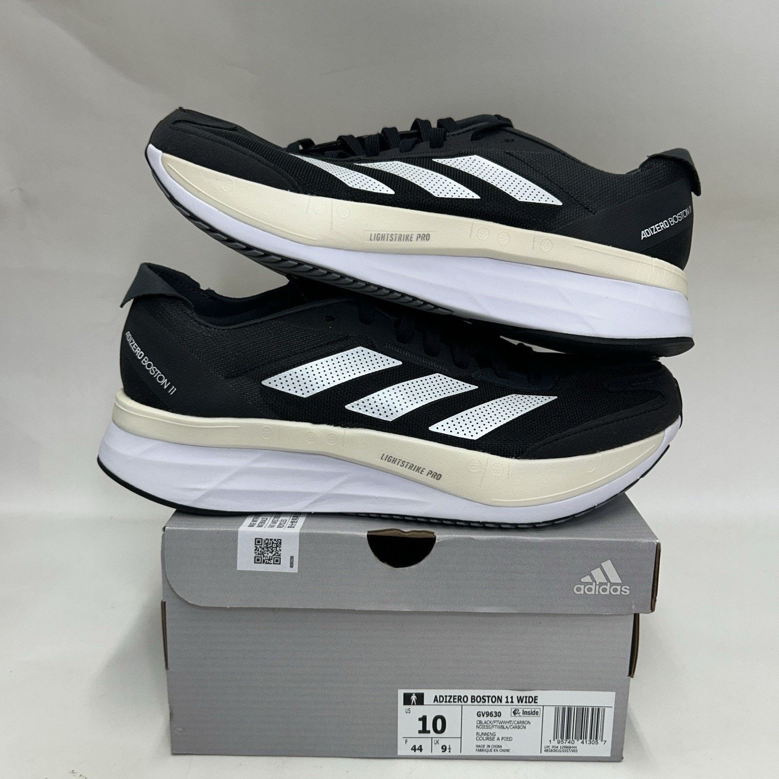 Adidas Adidas Adizero Boston 11 Wide Running Shoes “Black White” Size US 10 / EU 43 - 1 Thumbnail