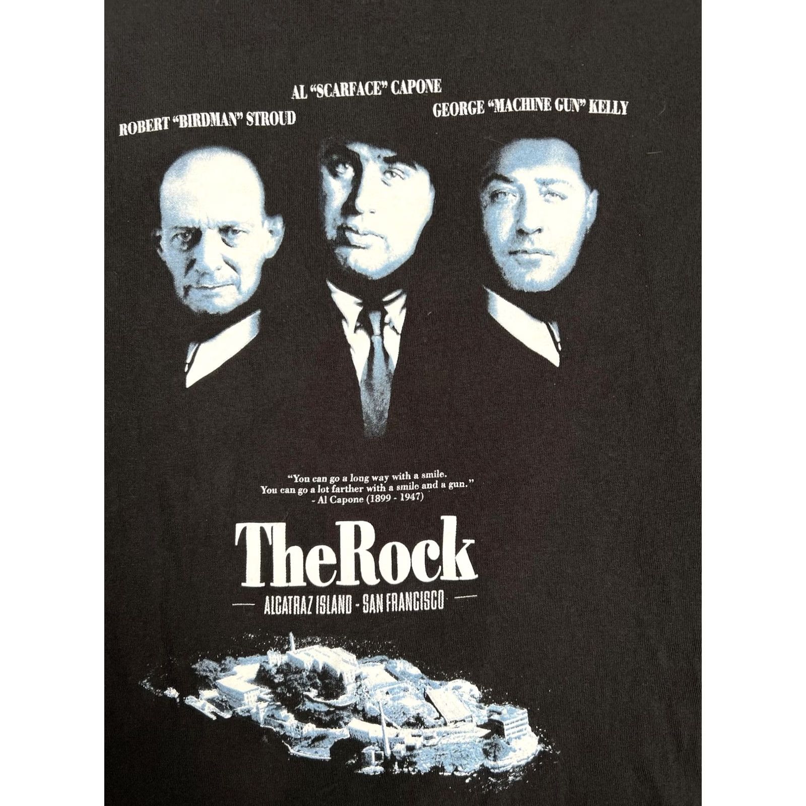 Vintage VINTAGE The Rock Alcatraz Island Al Capone T-Shirt Mens Small Black Gangster Size US S / EU 44-46 / 1 - 2 Thumbnail