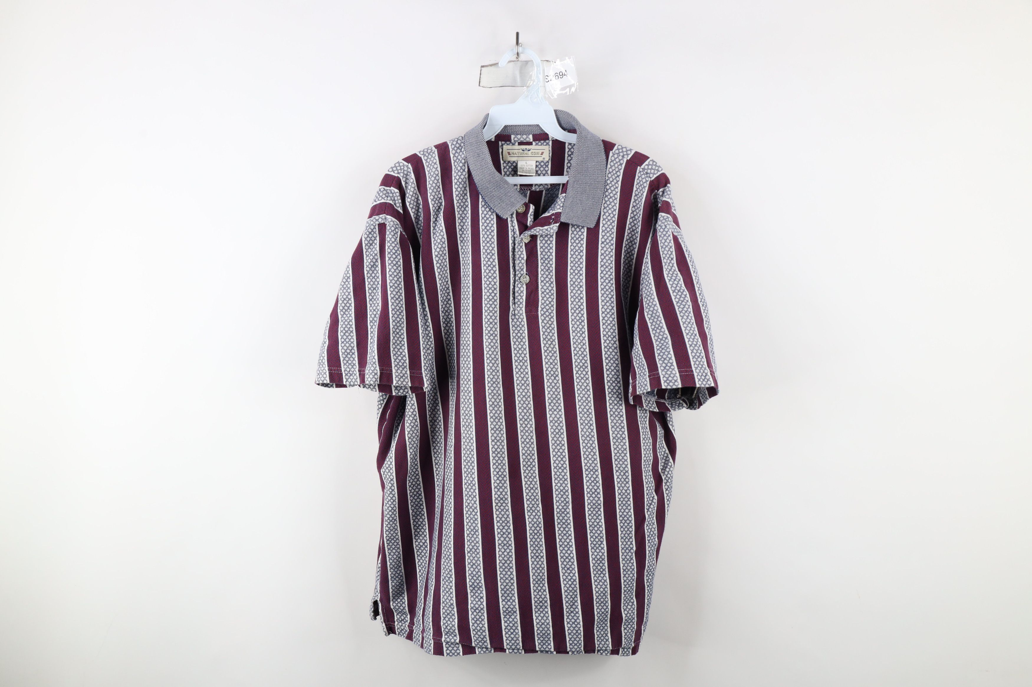 Vintage Vintage 90s Streetwear Geometric Knit Collared Polo Size US L / EU 52-54 / 3 - 1 Thumbnail