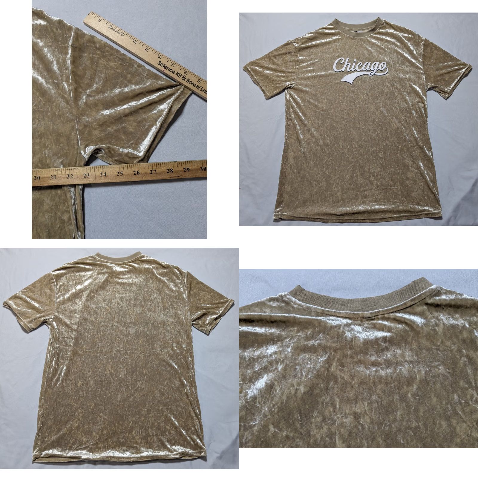 H&M DIVIDED by H&M CHICAGO GOLD CRUSHED VELVET - Women Medium T-Shirt Dress EUC Size M / US 6-8 / IT 42-44 - 8 Thumbnail