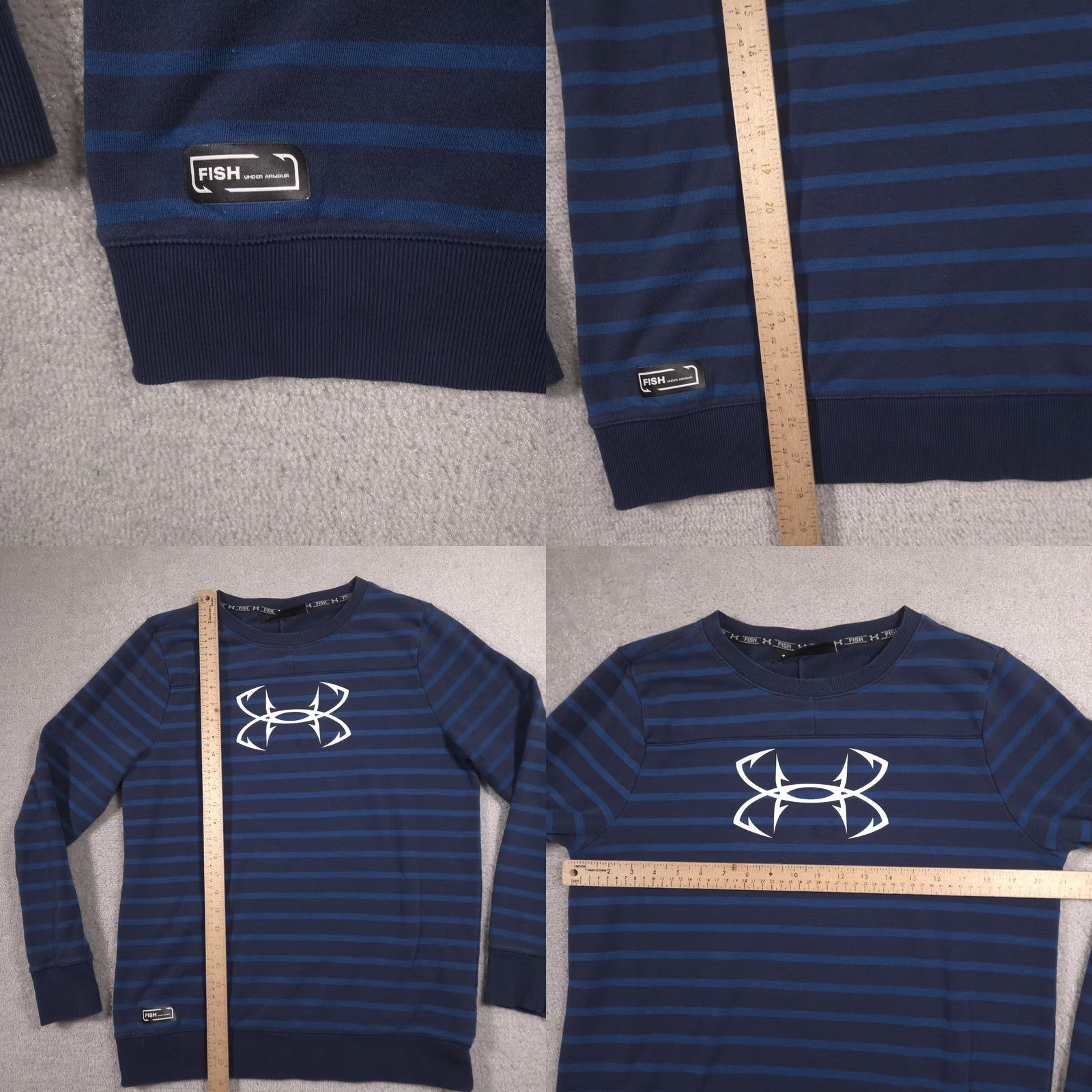 Under Armour Under Armour Fish Sweatshirt Mens Large Blue Striped Pullover Logo Outdoor Size US L / EU 52-54 / 3 - 8 Thumbnail