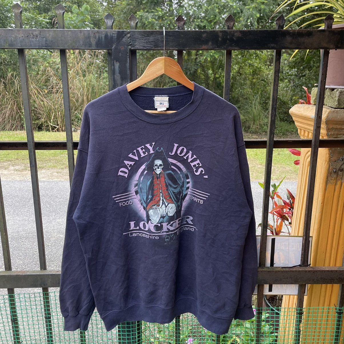 Lee × Vintage 🔥Vintage Lee Davey Jones Locker Skulls Sailor Sweatshirts Size US M / EU 48-50 / 2 - 1 Thumbnail