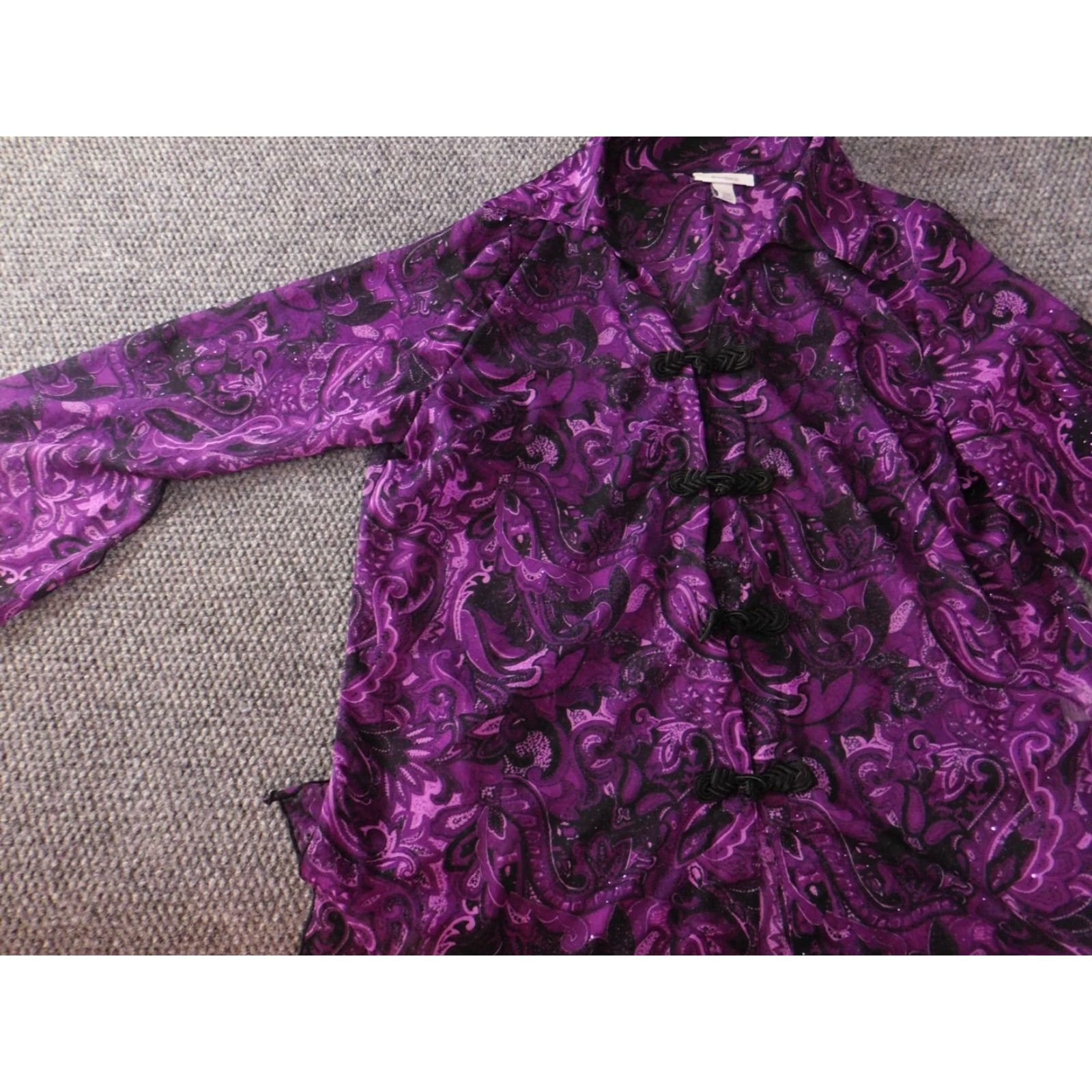 Vintage Dressbarn Blouse 16 Purple Floral Crew Neck Pullover Long Sleeve Casual Designer Top Womens Regular Size 16 Purple Floral Blouse Size XXL / US 16-18 / IT 52-54 - 3 Thumbnail