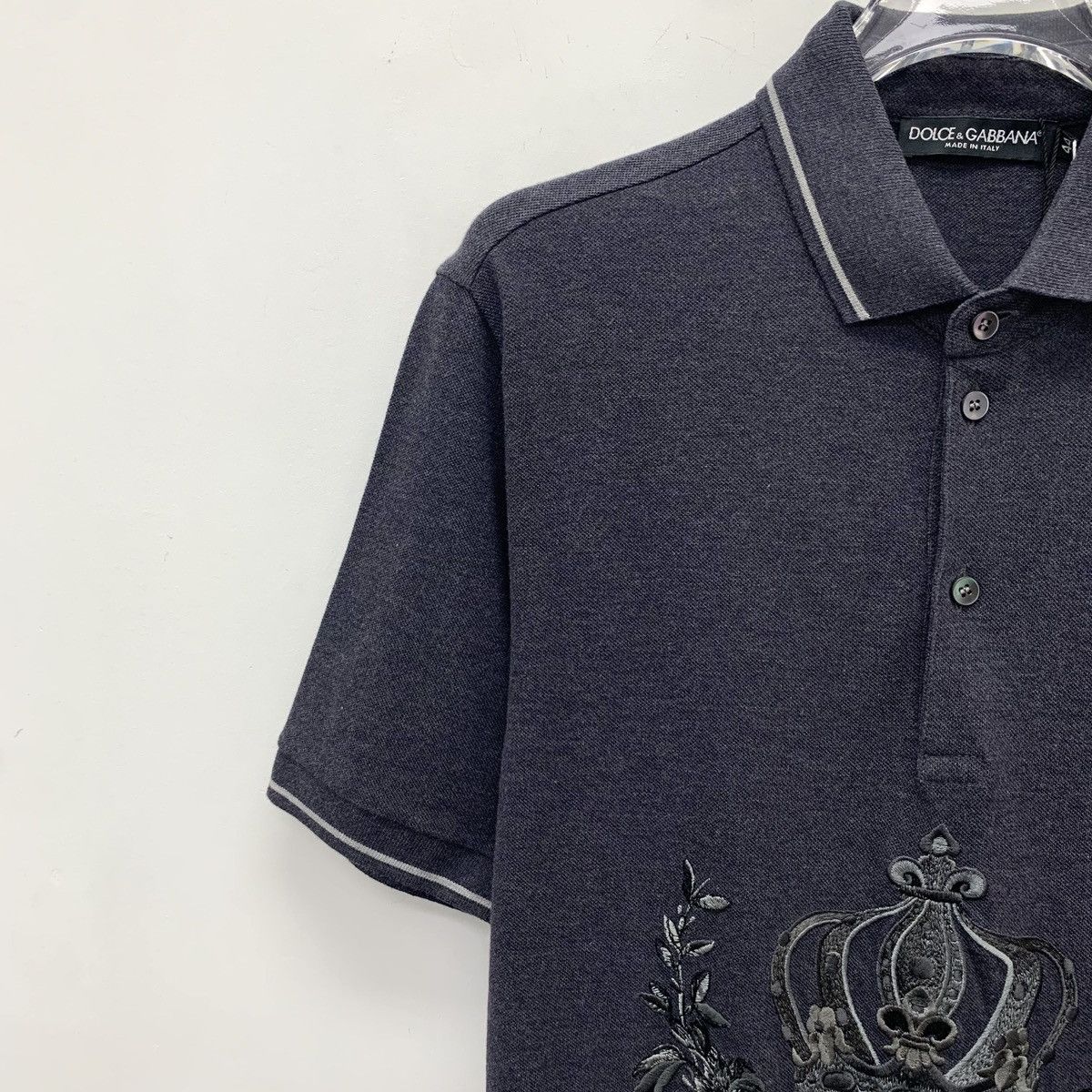 Dolce & Gabbana Dolce & Gabbana Crown Floral Embroidered Polo Shirt K26WX Size US XS / EU 42 / 0 - 3 Thumbnail