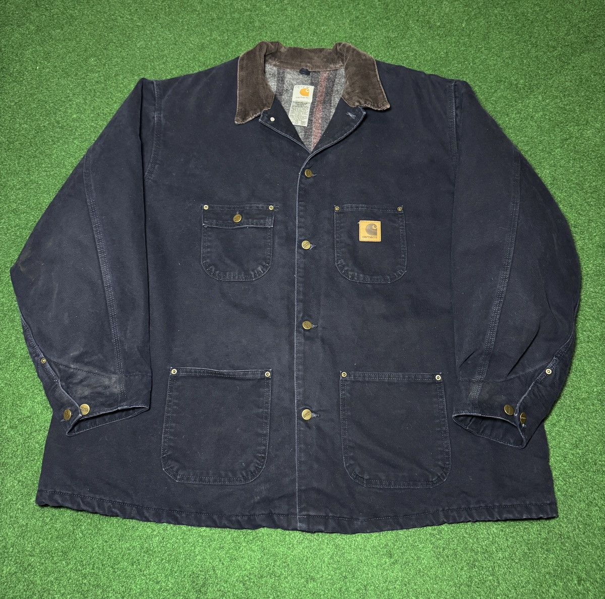 Carhartt × Vintage Vintage 90s Carhartt Navy Chore Blanket Lined 3XL Jacket Size US XXL / EU 58 / 5 - 1 Thumbnail