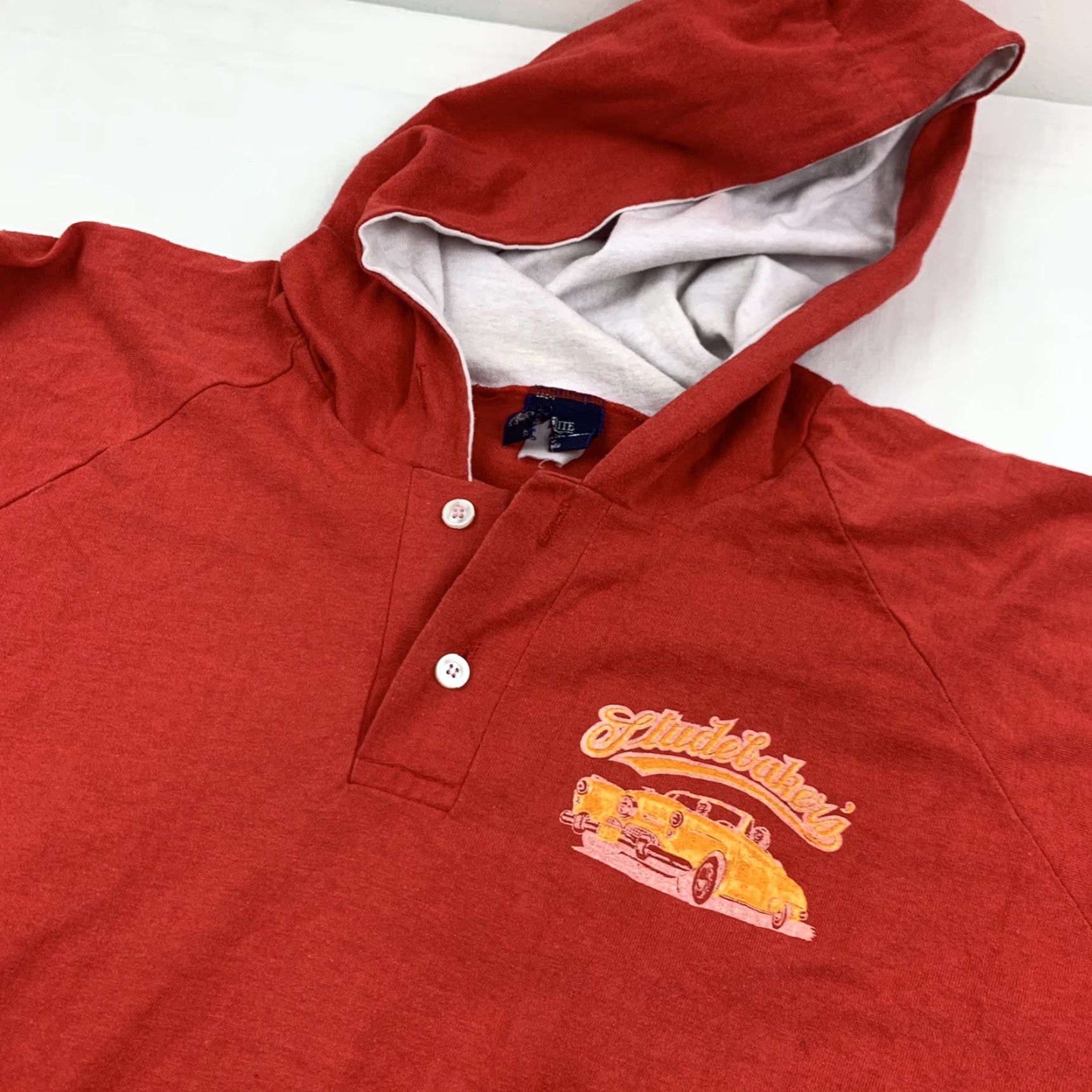 Vintage VINTAGE Studebakers Columbia South Carolina Hoodie Men Medium Red Lightweight 80s 90s Graphic Pullover Size US M / EU 48-50 / 2 - 3 Thumbnail
