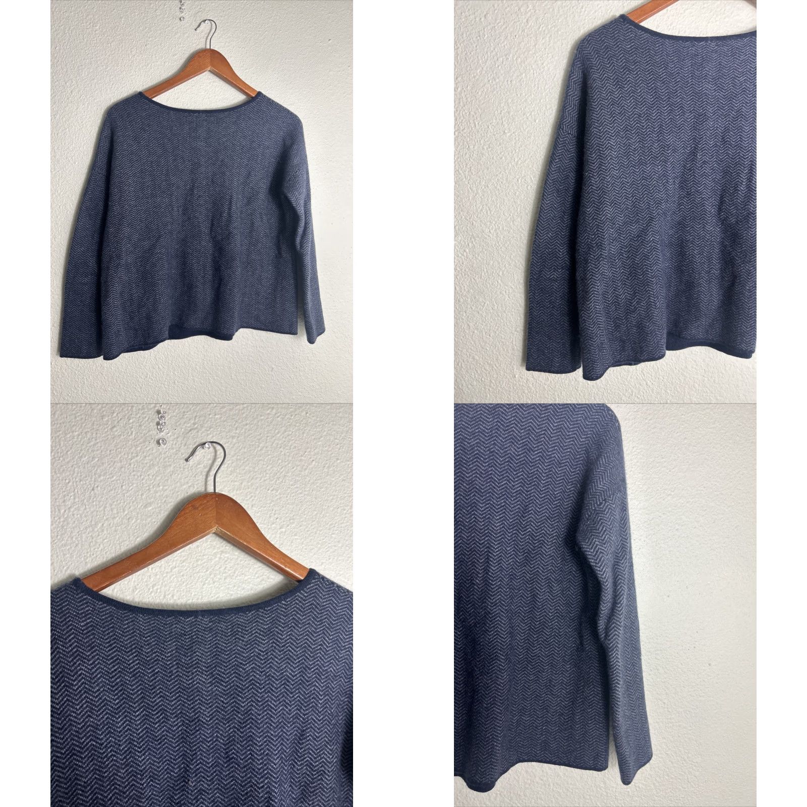 J. Jill J. Jill Wearever Pullover Sweater S Petite Gray Herringbone Wool Blend Womens Size S / US 4 / IT 40 - 9 Thumbnail