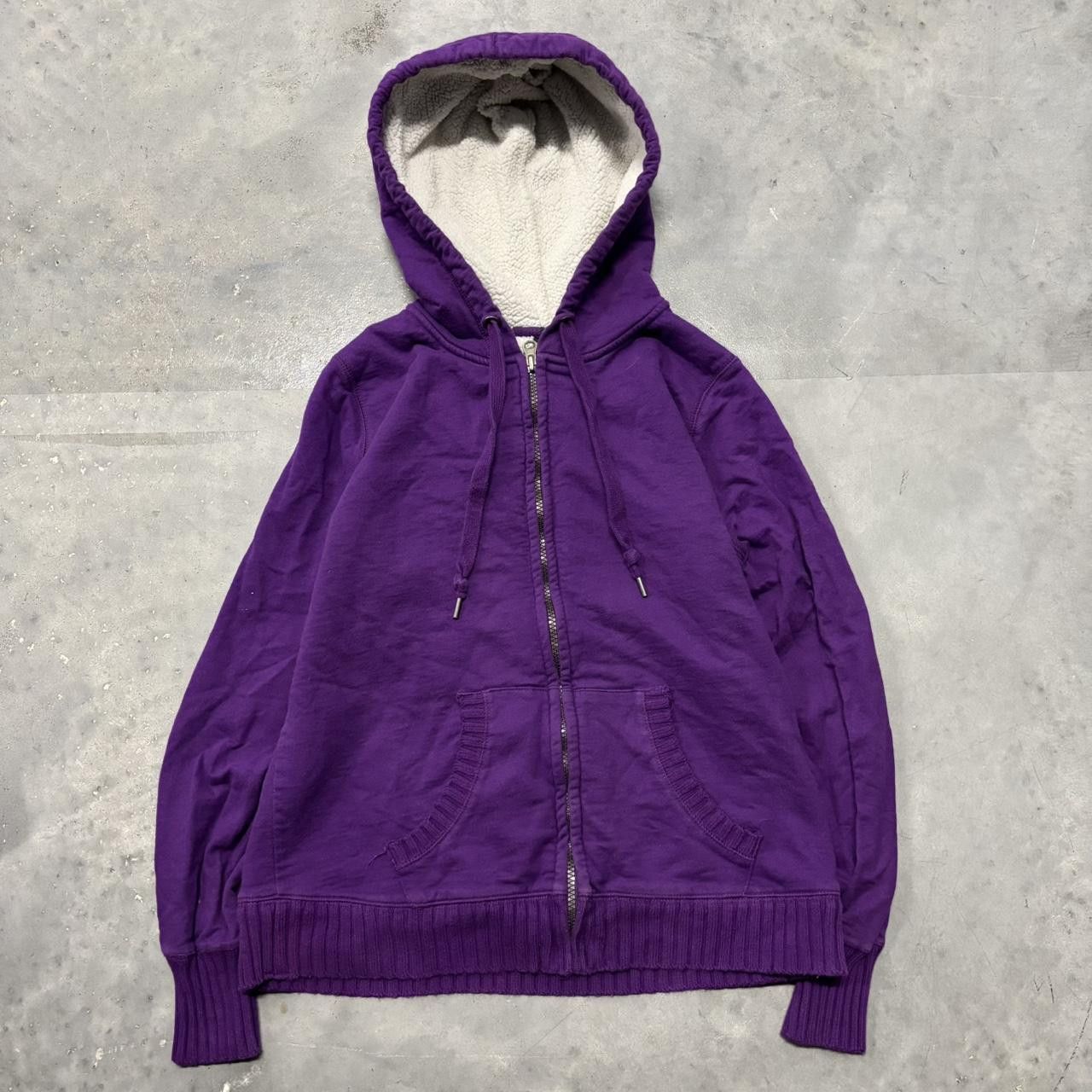 Japanese Brand × Vintage Crazy Vintage Y2K/2000s Cute Purple Sherpa Lined Zip Up Hoodie! Size S / US 4 / IT 40 - 1 Thumbnail