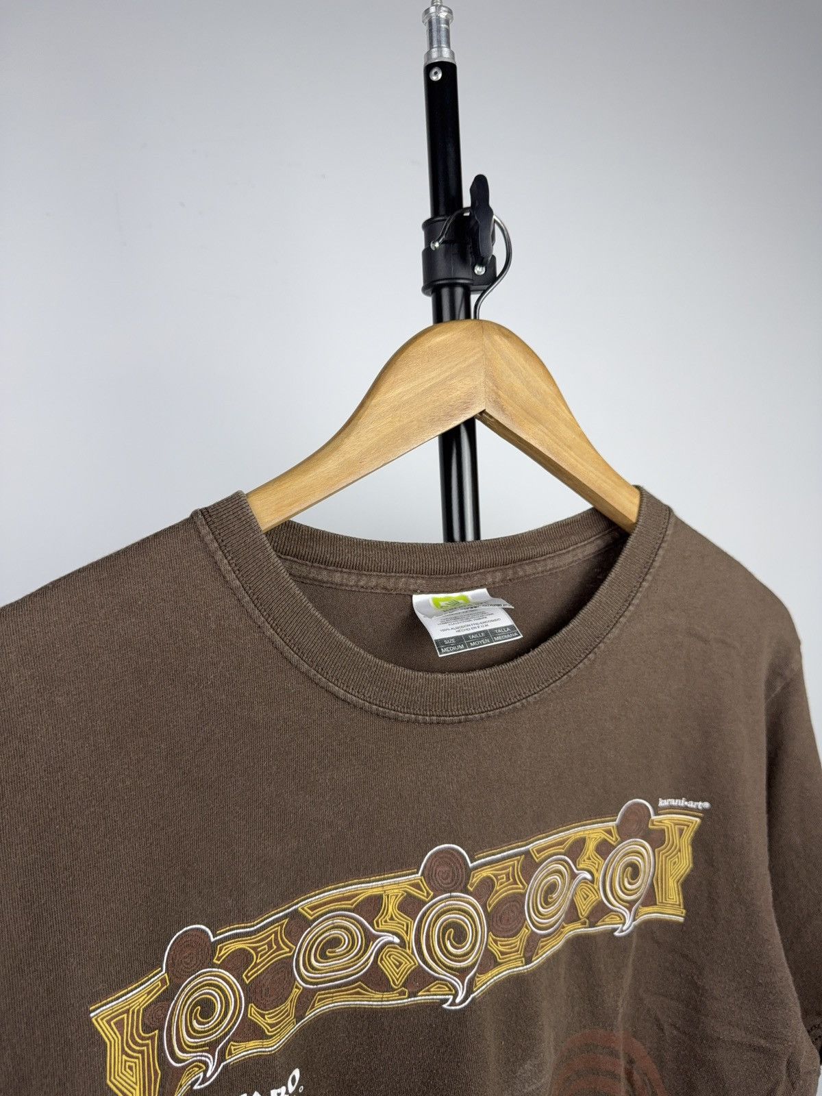 Vintage 00s Vntg Querétaro Mexico Spiral Art Graphic Brown T-Shirt Size US M / EU 48-50 / 2 - 3 Thumbnail