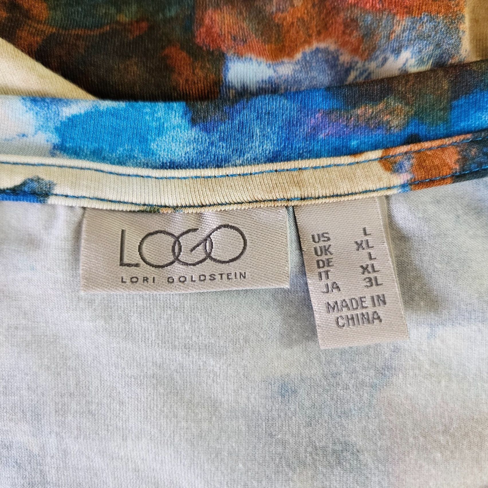 Vintage LOGO Lori Goldstein Womens Top Blouse Long Sleeve Size L Blue Brown Rayon Spandex Fit Basic 90s? Size L / US 10 / IT 46 - 5 Thumbnail