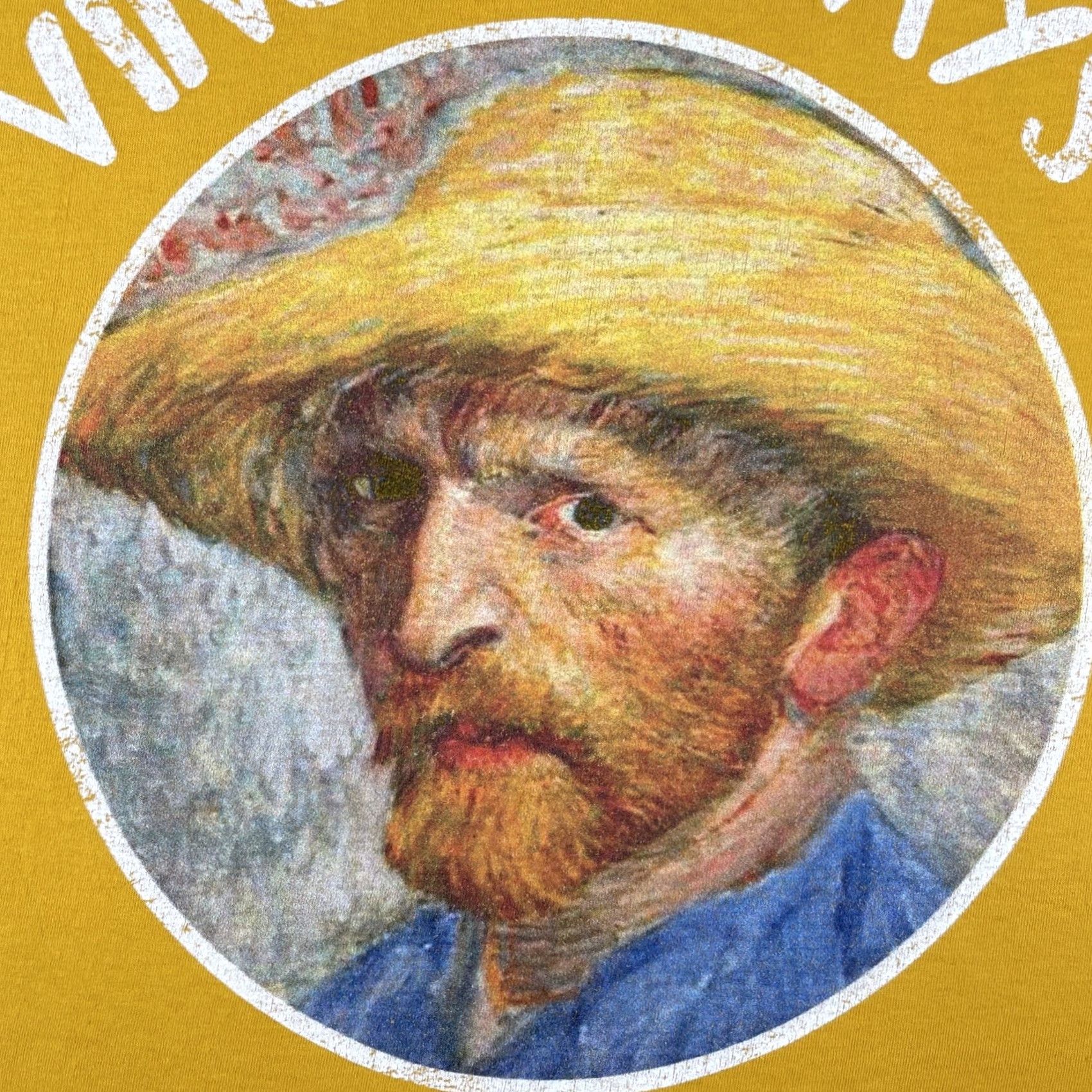 Fruit Of The Loom FOTL Van Gogh Painter Artist Large Yellow T Shirt Vincent Says Let It Gogh Tee Size US L / EU 52-54 / 3 - 4 Thumbnail