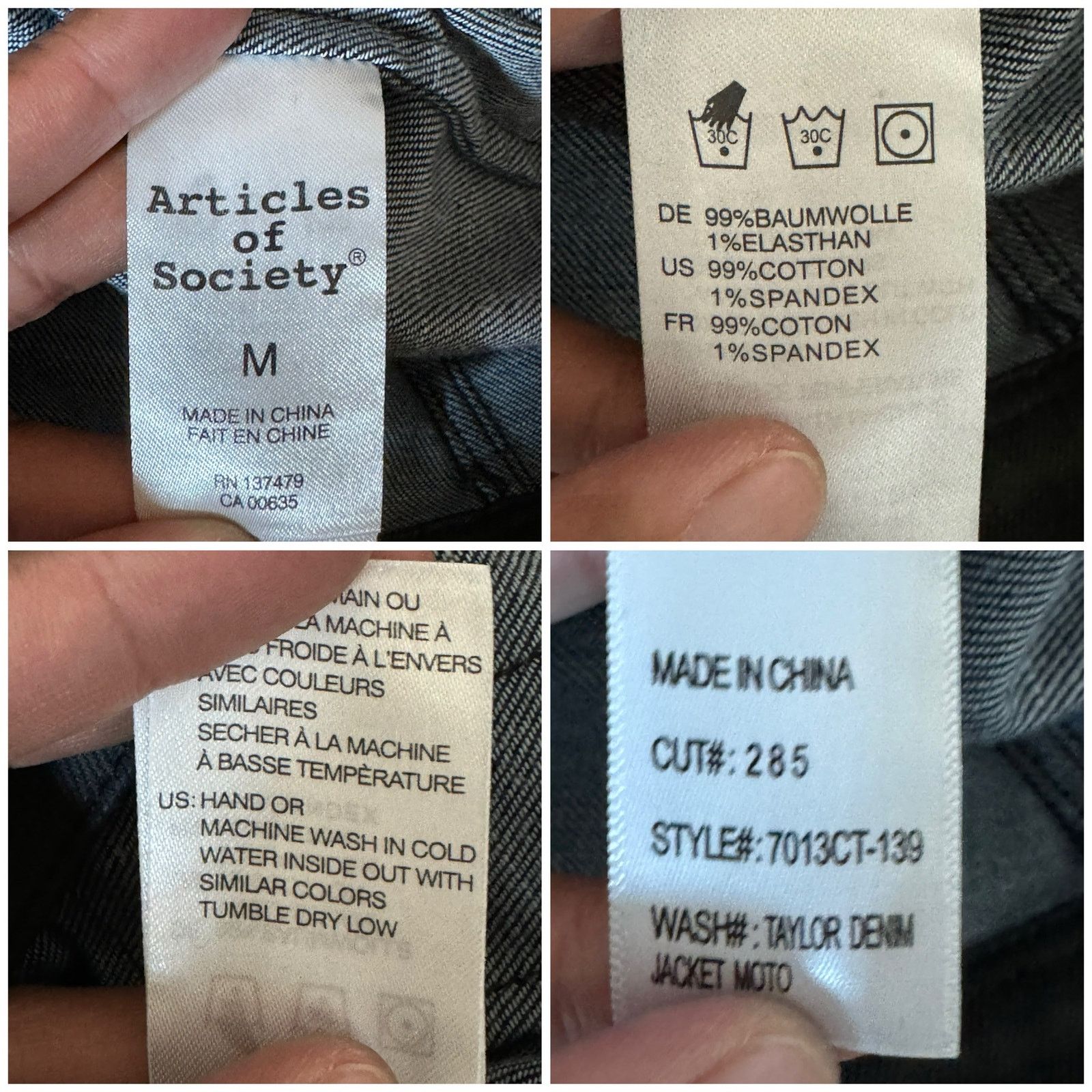 Unknown London Articles of Society Black Denim Jacket Women’s Size M USED Size M / US 6-8 / IT 42-44 - 6 Thumbnail
