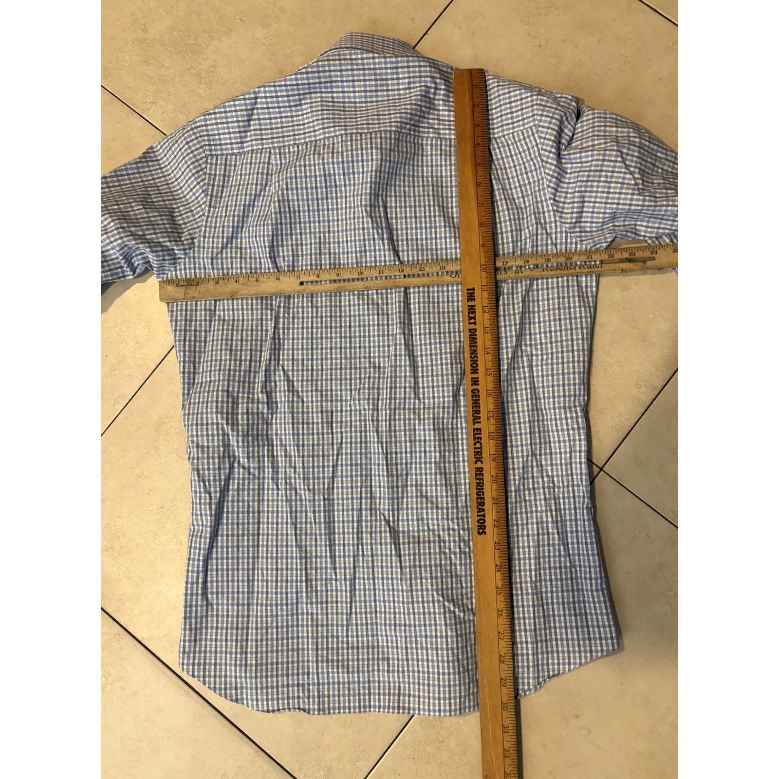 David Donahue David Donahue Shirt Mens Large Blue White Plaid Dress Trim Fit Button Down Shirt Size 40R - 5 Thumbnail