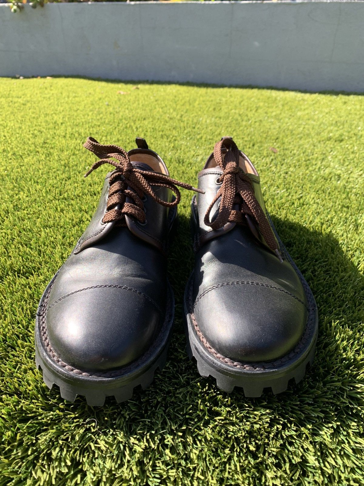 Miu Miu Rare Vintage 90’s Miu Miu Men Black Leather Laced Derby Shoe Size US 11 / EU 44 - 6 Thumbnail