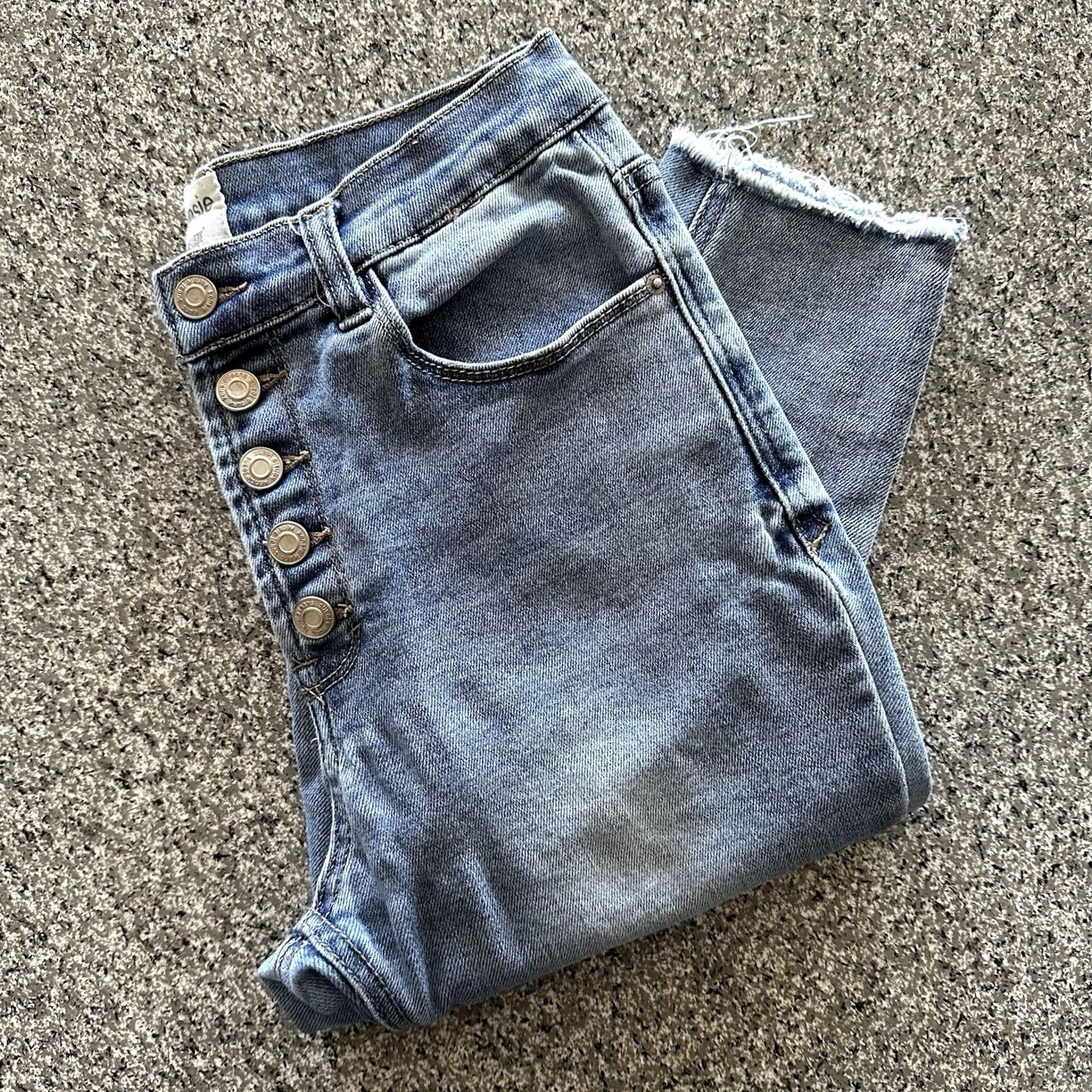 Vintage Kensie Jeans Jeans 8 29x28 Vintage Luxe High Rise Skinny Button Fly Raw Hem Size 29" - 2 Thumbnail
