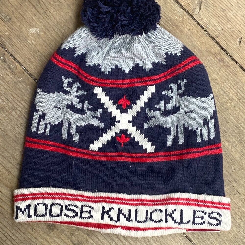 Moose Knuckles F15 Moose Knuckles Unisex Beanie Navy Blue Funny Graphic Wo Size ONE SIZE - 2 Thumbnail