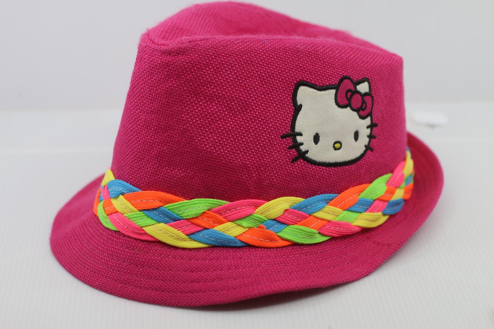 Other Hello Kitty Pink Fedora Hat with Multicolour Braided Band Size ONE SIZE - 1 Thumbnail