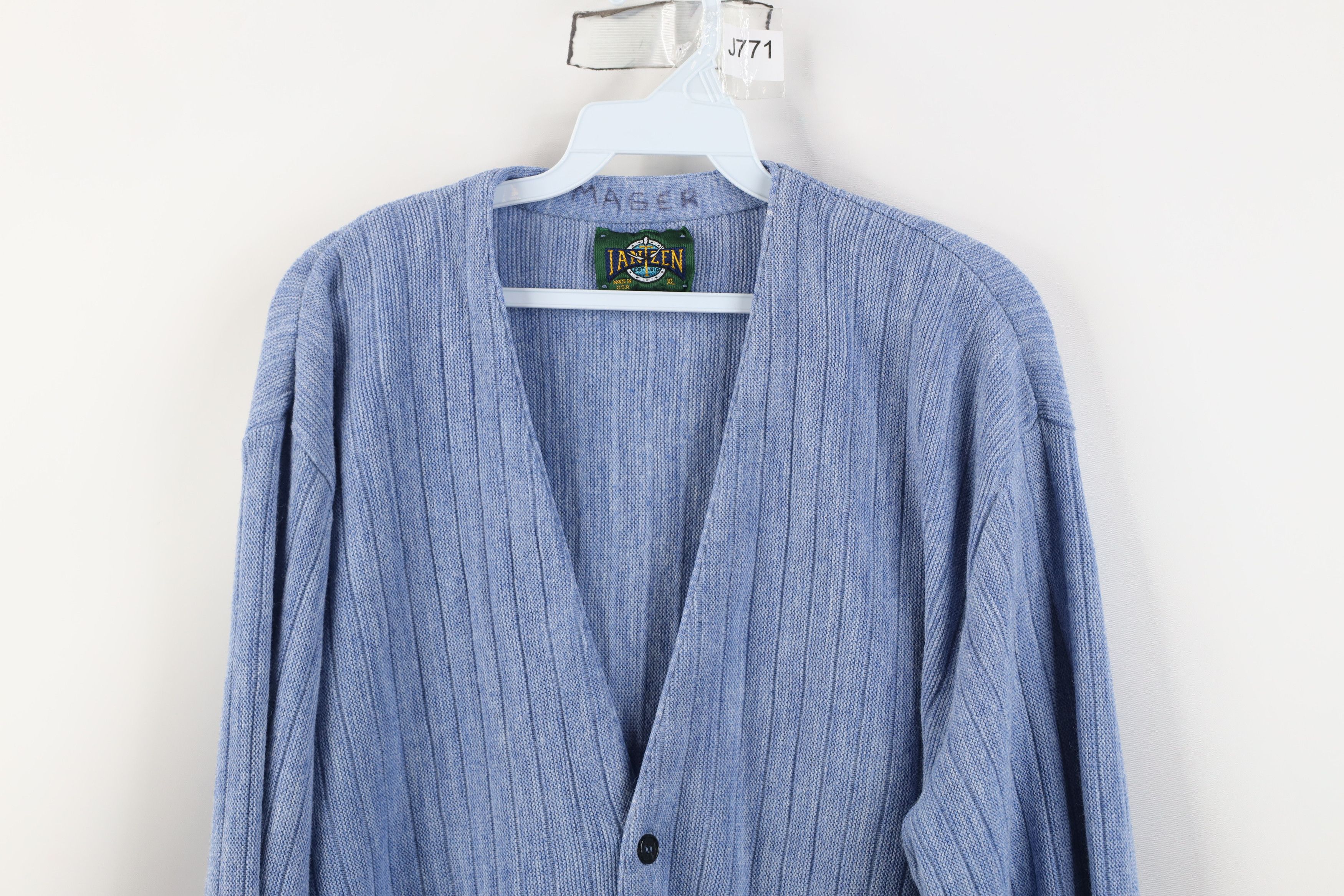 Vintage Vintage 70s Streetwear Ribbed Knit Cardigan Sweater Blue USA Size US XL / EU 56 / 4 - 2 Thumbnail