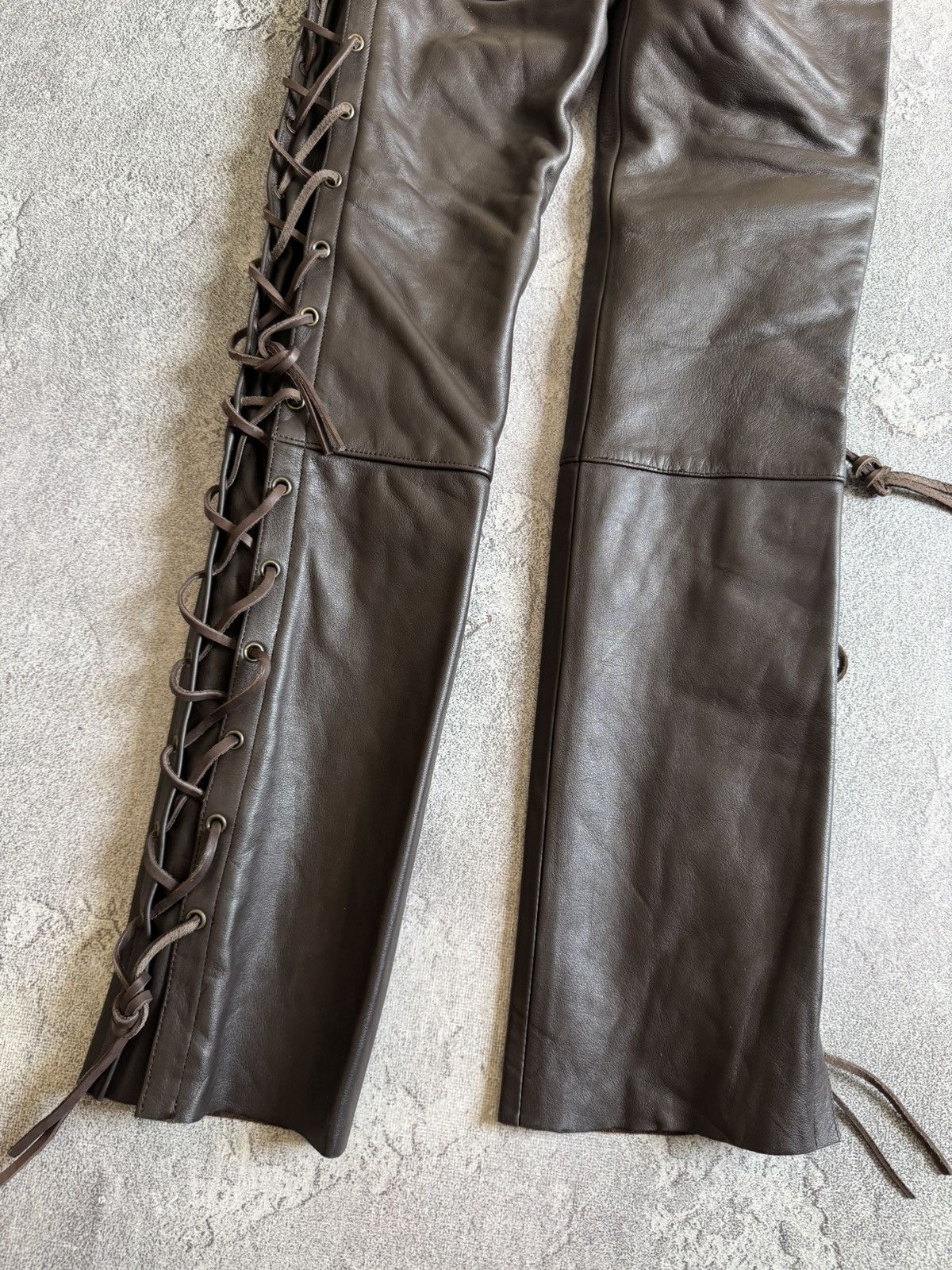 Designer IXS 38size brown leather motorcycle biker pants trousers y2k Size 26" / US 2 / IT 38 - 13 Thumbnail