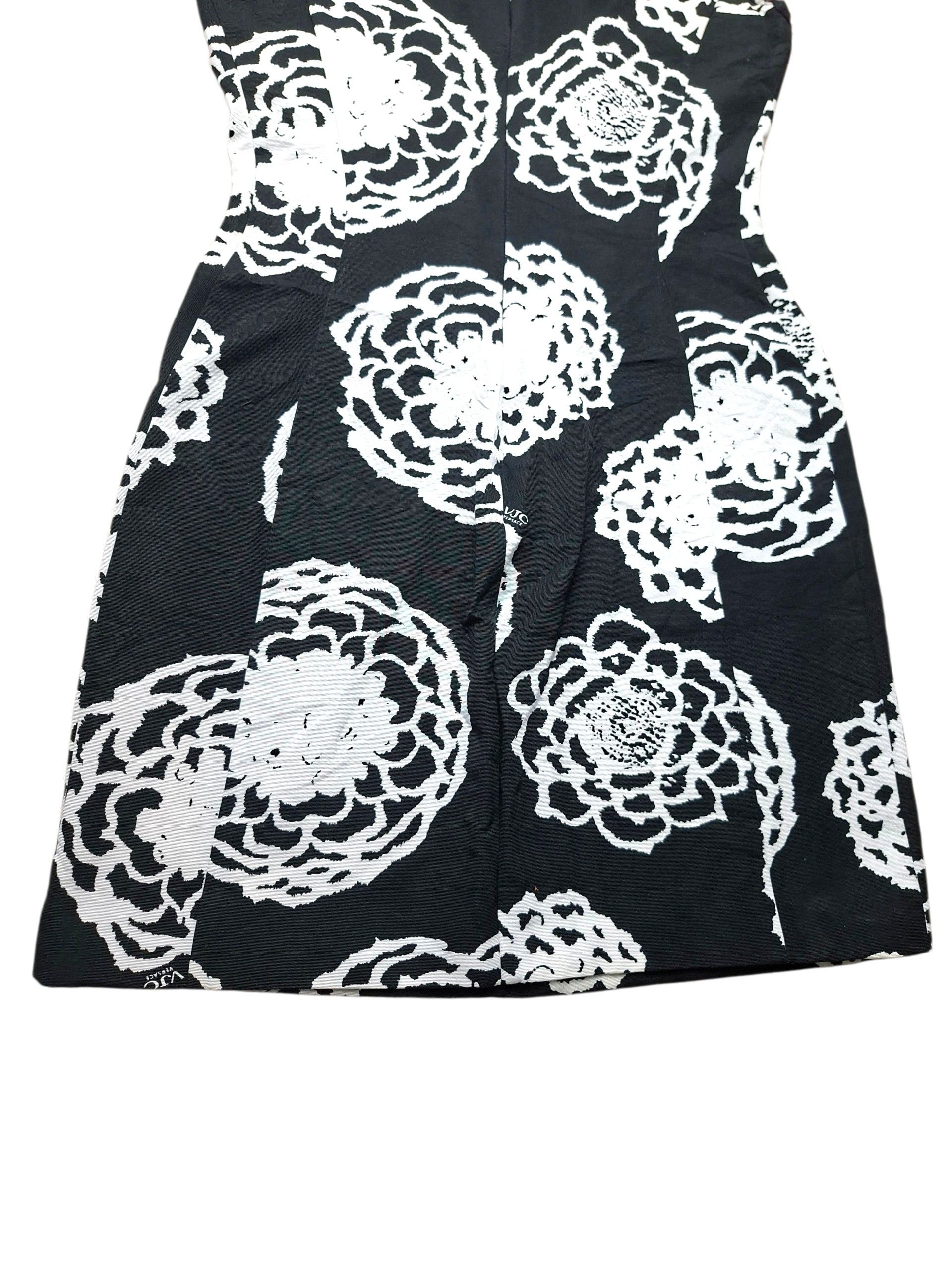 Versace Jeans Couture Vintage VJC Versace Floral Mini Dress Black White Size S / US 4 / IT 40 - 8 Thumbnail