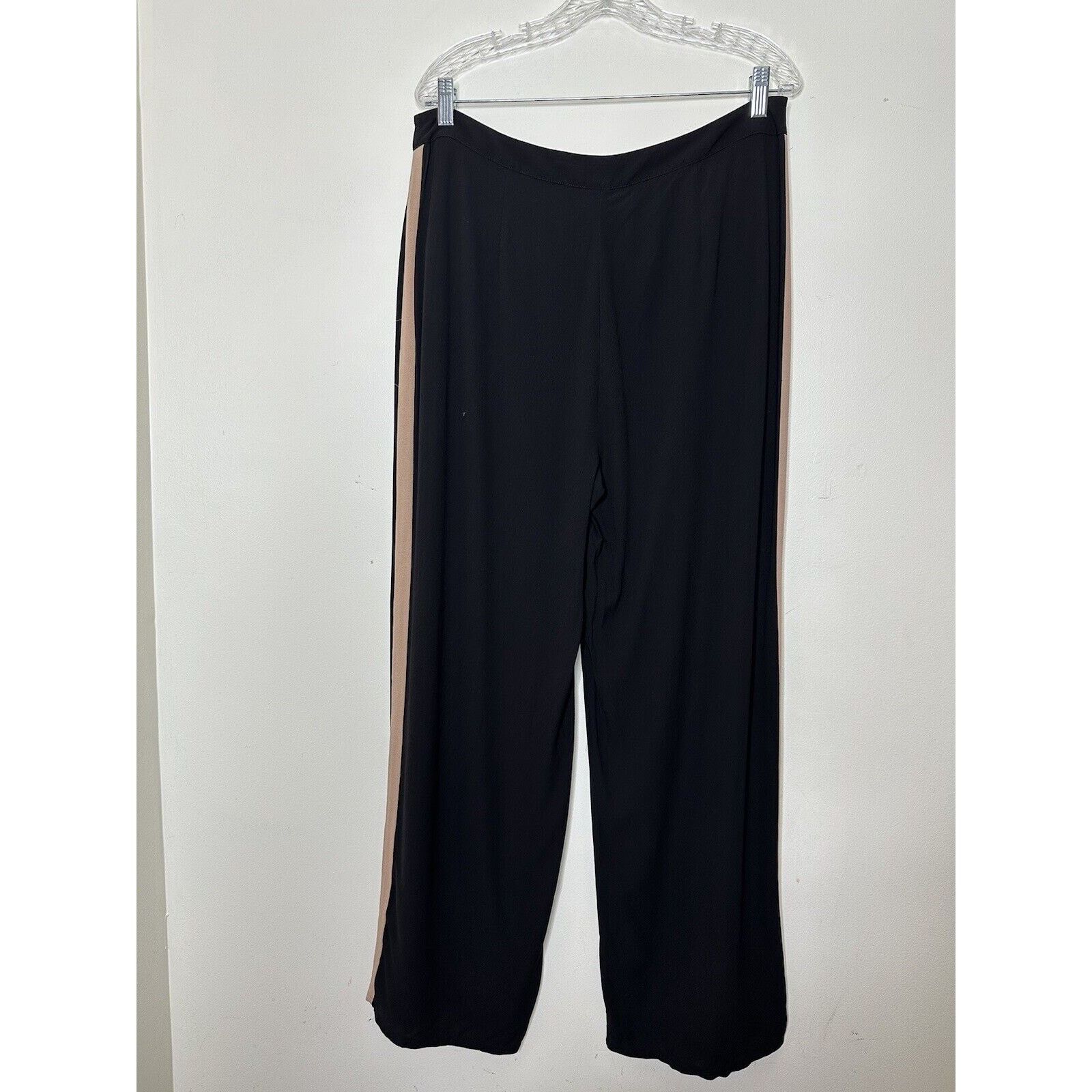 Eileen Fisher EILEEN FISHER Sz 12 Black Silk Georgette Crepe Stripe Pants Size 34" / US 12 / IT 48 - 4 Thumbnail