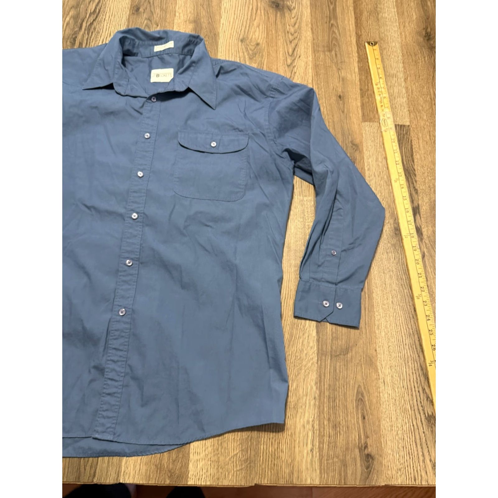 Vintage VINTAGE J.T. Beckett Shirt Men's XL Blue Long Sleeve Button Up Front Pocket Shirt Size US XL / EU 56 / 4 - 3 Thumbnail