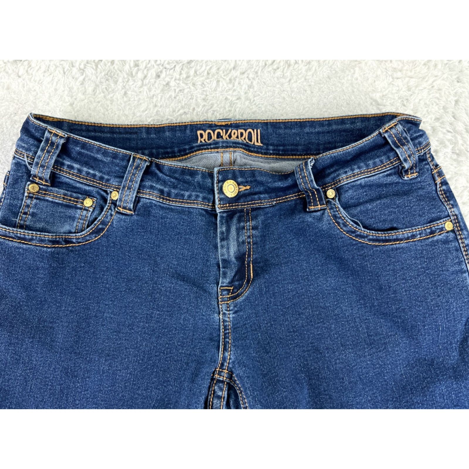 Denime VINTAGE Rock & Roll Cowgirl Jeans Women's Bootcut Stretch Denim Low Rise 28in Inseam Blue Size 32 Size 24" / US 00 / IT 34 - 4 Thumbnail