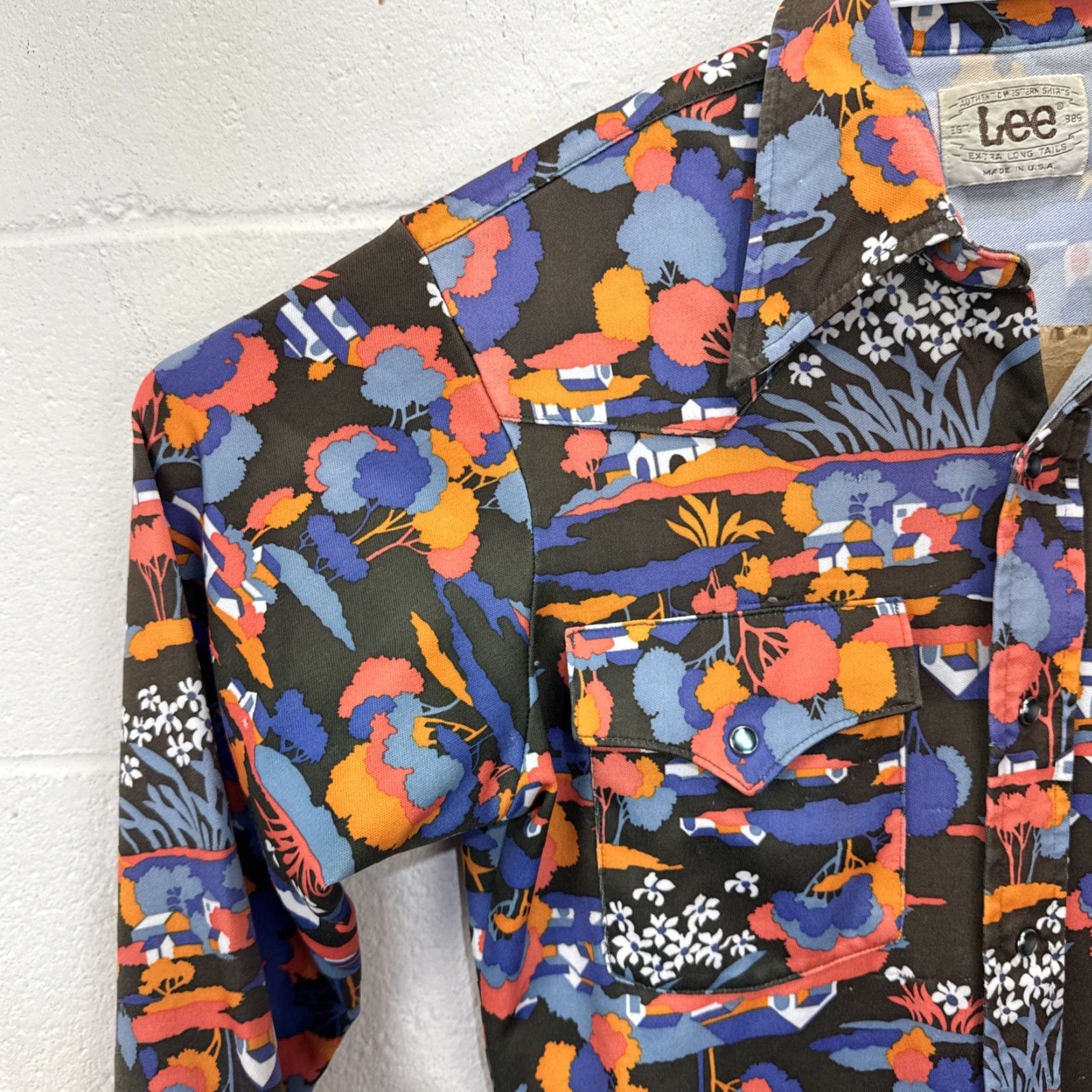 Lee VINTAGE Lee Western Shirt Men M Cowgirl Cowboy Country Graphic Print Long Sleeve Button-Up Fall Winter Spring Summer Size US M / EU 48-50 / 2 - 6 Thumbnail