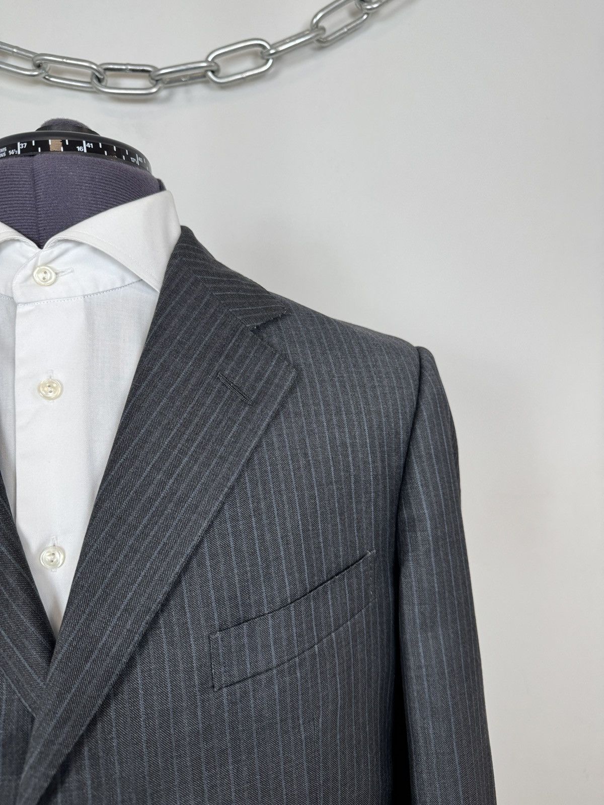 Ermenegildo Zegna Ermenegildo Zegna Su Misura Men’s Gray Striped Wool Blazer Size 38R - 4 Thumbnail
