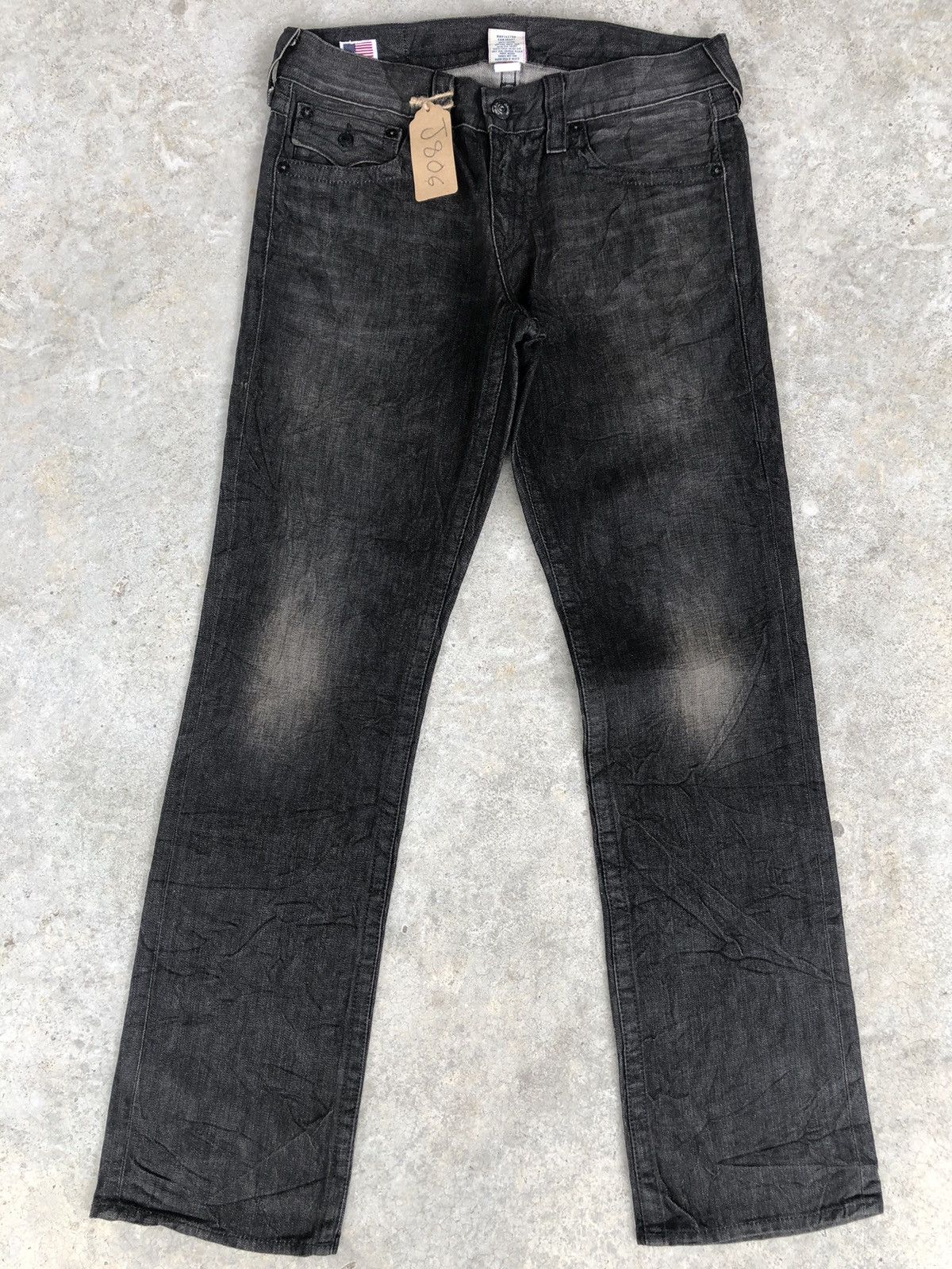 image of Made In USA x True Religion Vintage True Religion Ricky Distressed Jeans in Black, Men's (Size 35)