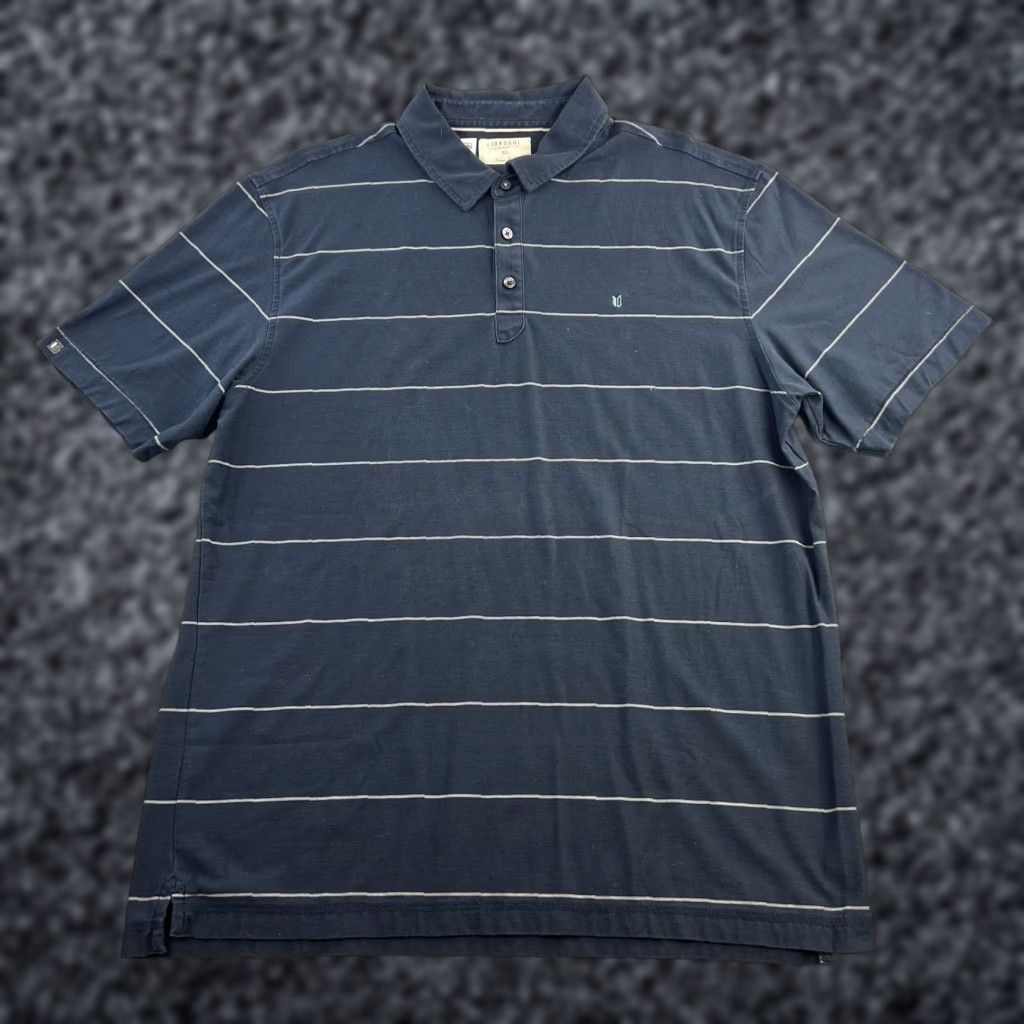 Vintage Linksoul Polo Shirt Mens XL Navy Striped Golf Casual Performance Lightweight Short Sleeve Collared Polo Mens XL Blue/Cotton Standards Size US XL / EU 56 / 4 - 1 Thumbnail