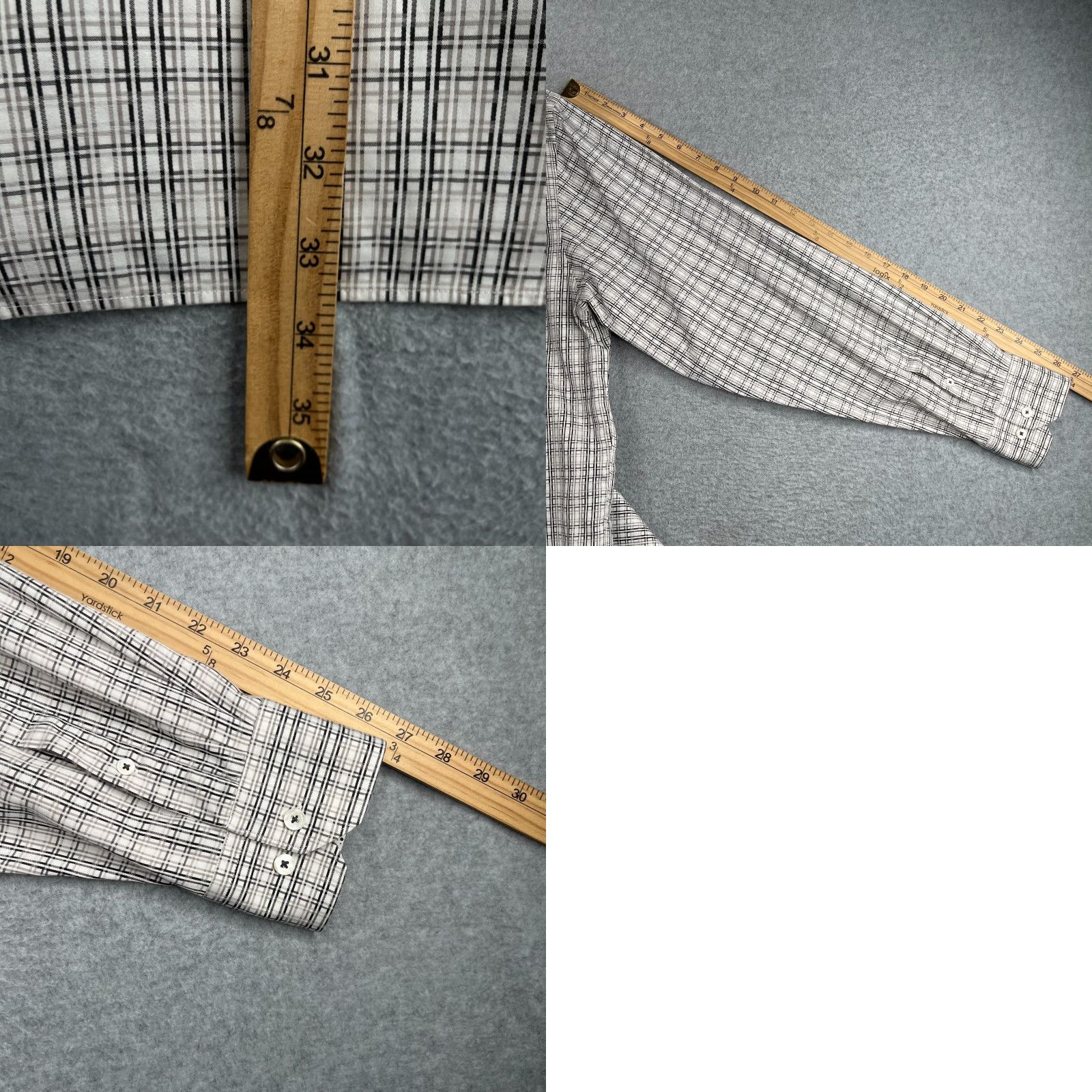 BUGATCHI BUGATCHI UOMO Classic Fit Shirt Gray Check Button-Up Long Sleeve 2XL Mens Cotton Woven Casual Party/Cocktail Size US XXL / EU 58 / 5 - 8 Thumbnail