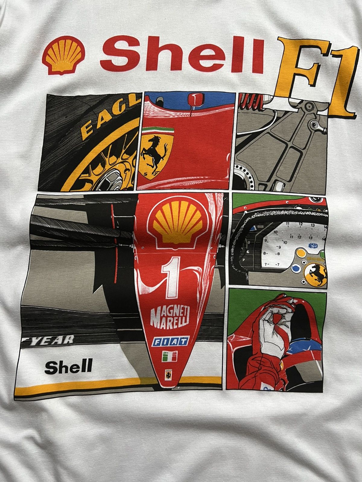 Ferrari Y2K Ferrari Shell Formula 1 Racing White t-shirt Tee Size US L / EU 52-54 / 3 - 10 Thumbnail