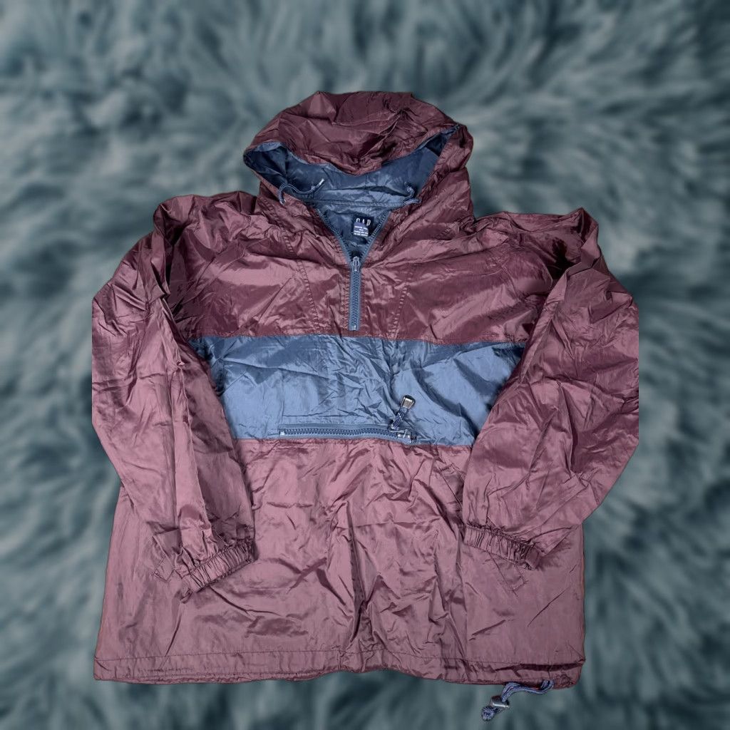 Gap VINTAGE Gap Jacket Windbreaker Anorak Hoodie Nylon Light Mens L Blue Maroon Sz L Mens Size US L / EU 52-54 / 3 - 1 Thumbnail