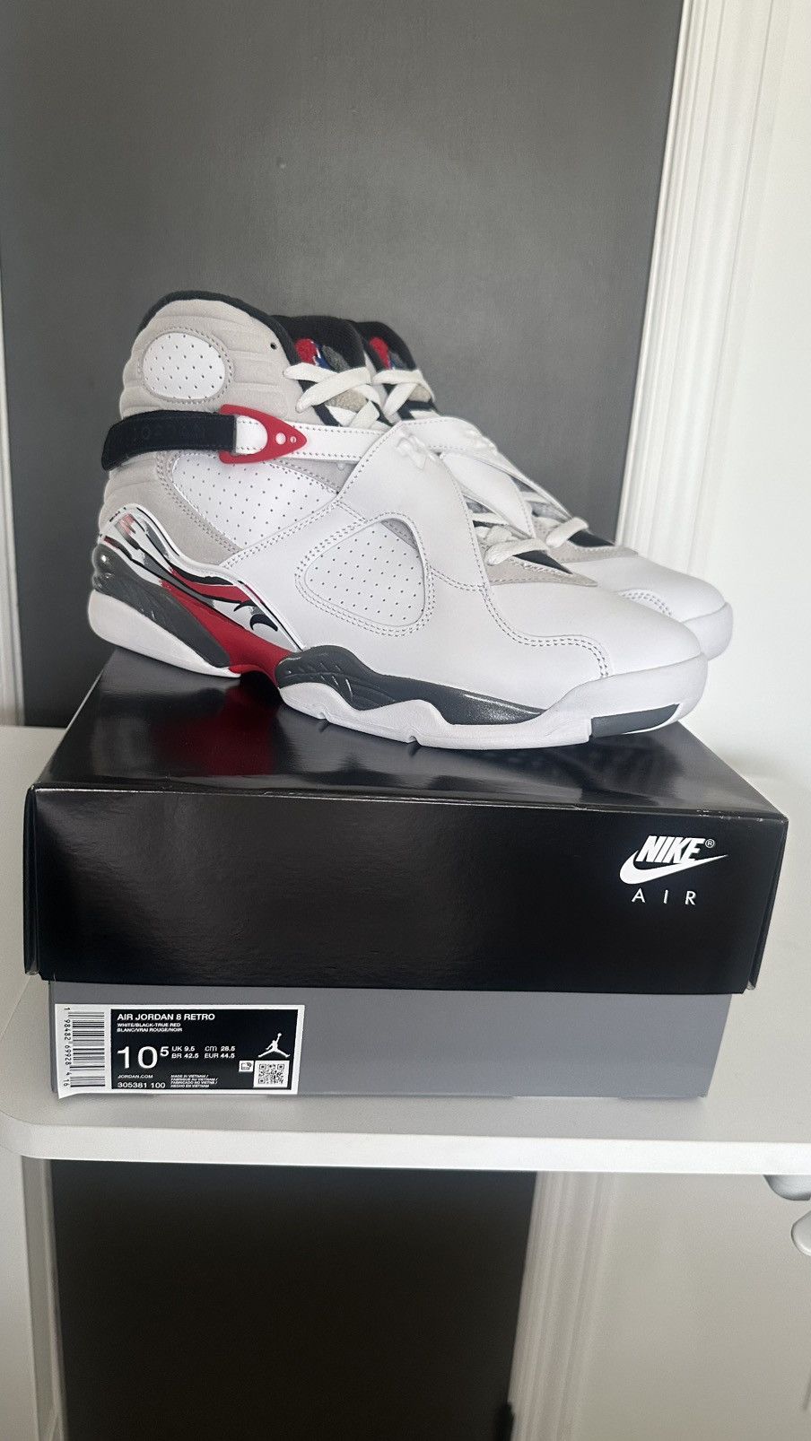 Jordan Brand Brand New Retro 8-White True Red Size US 10.5 / EU 43-44 - 1 Thumbnail
